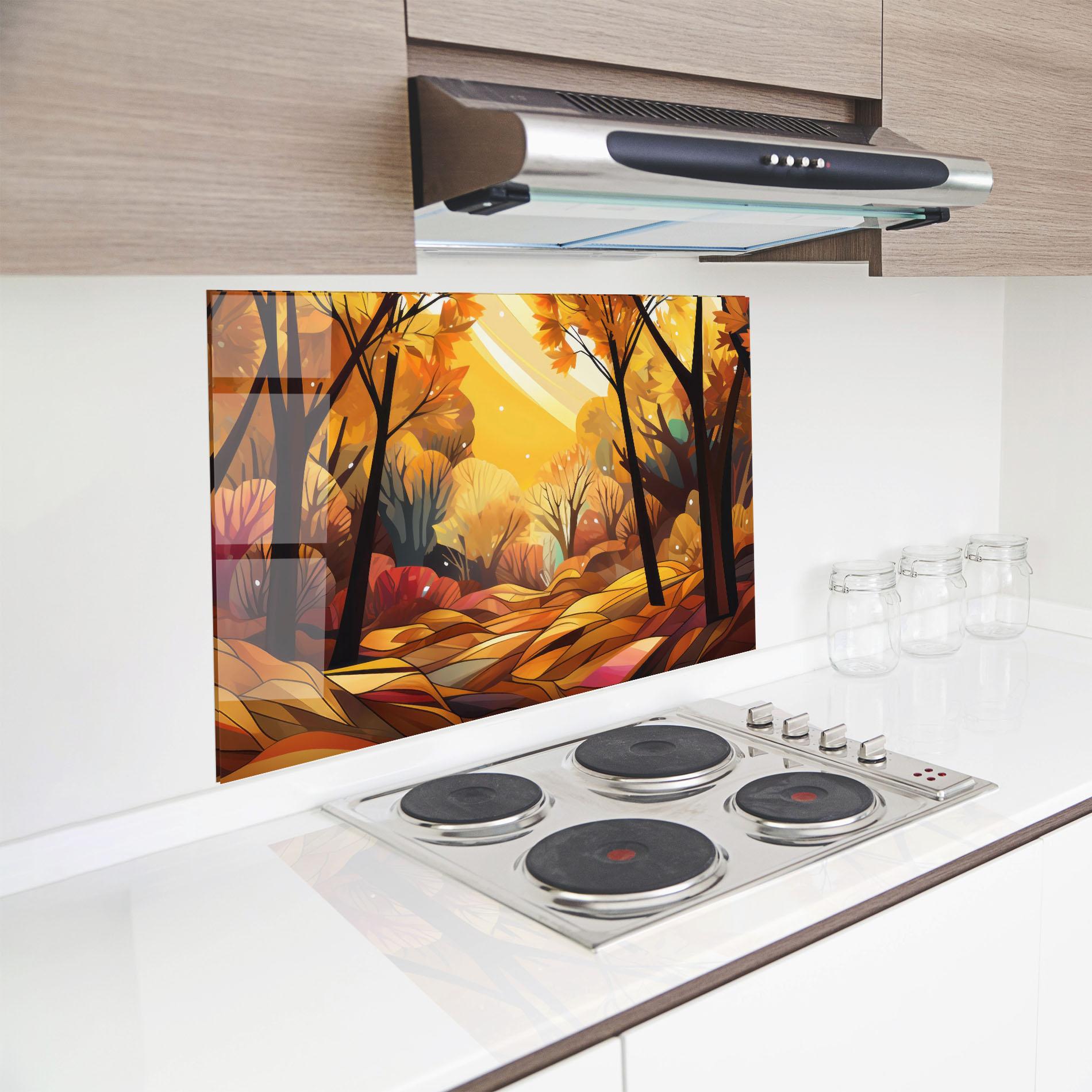 Panou Sticla Bucatarie Autumn Forest Art mockup 8