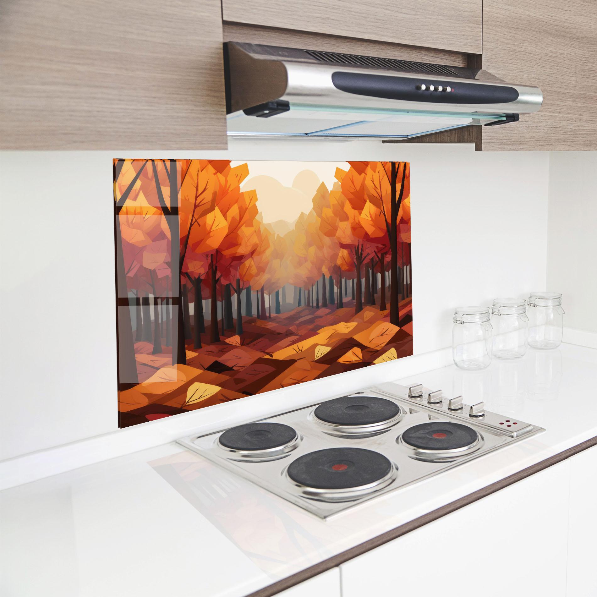 Panou Sticla Bucatarie Autumn Forest View mockup 8