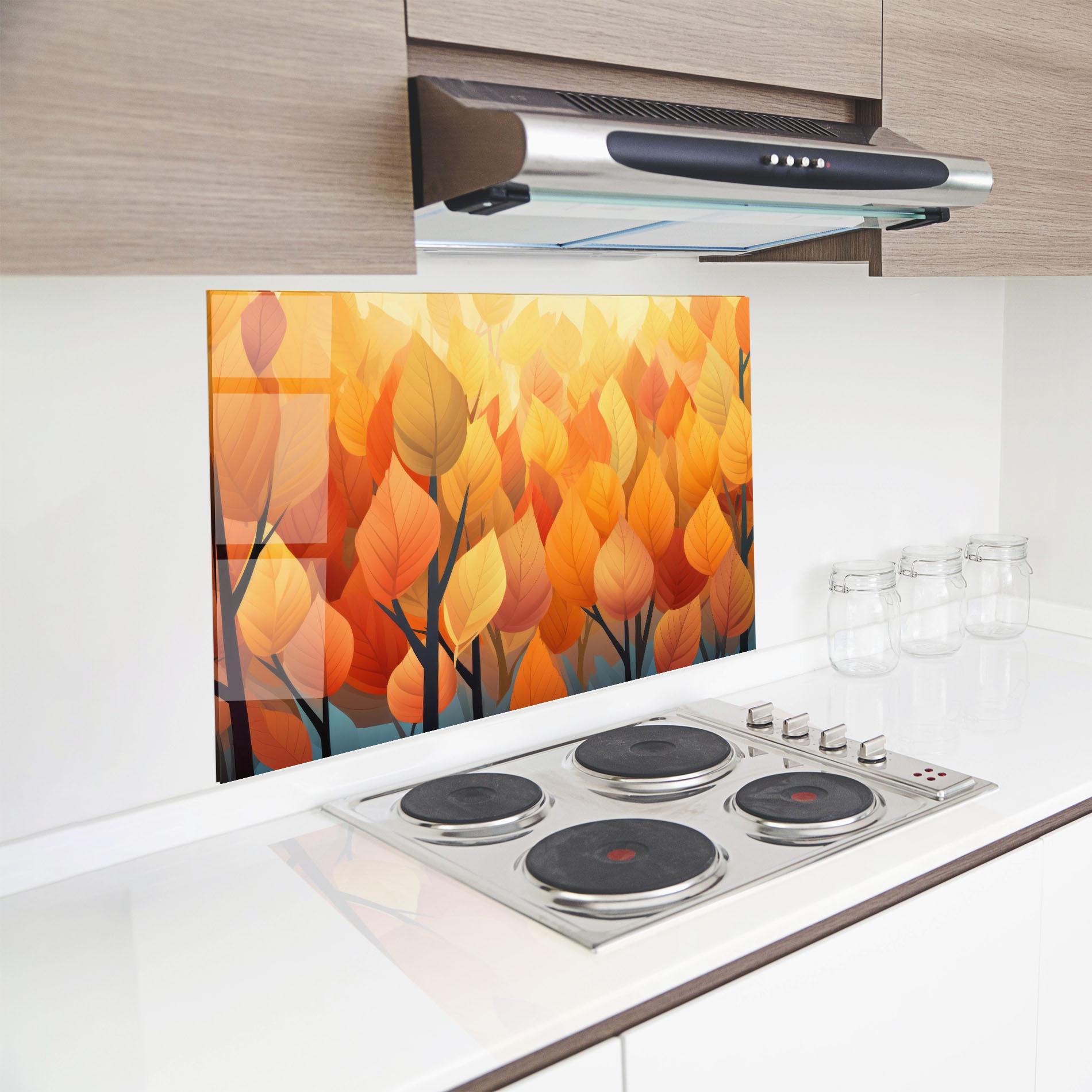 Panou Sticla Bucatarie Autumn Leaves mockup 8