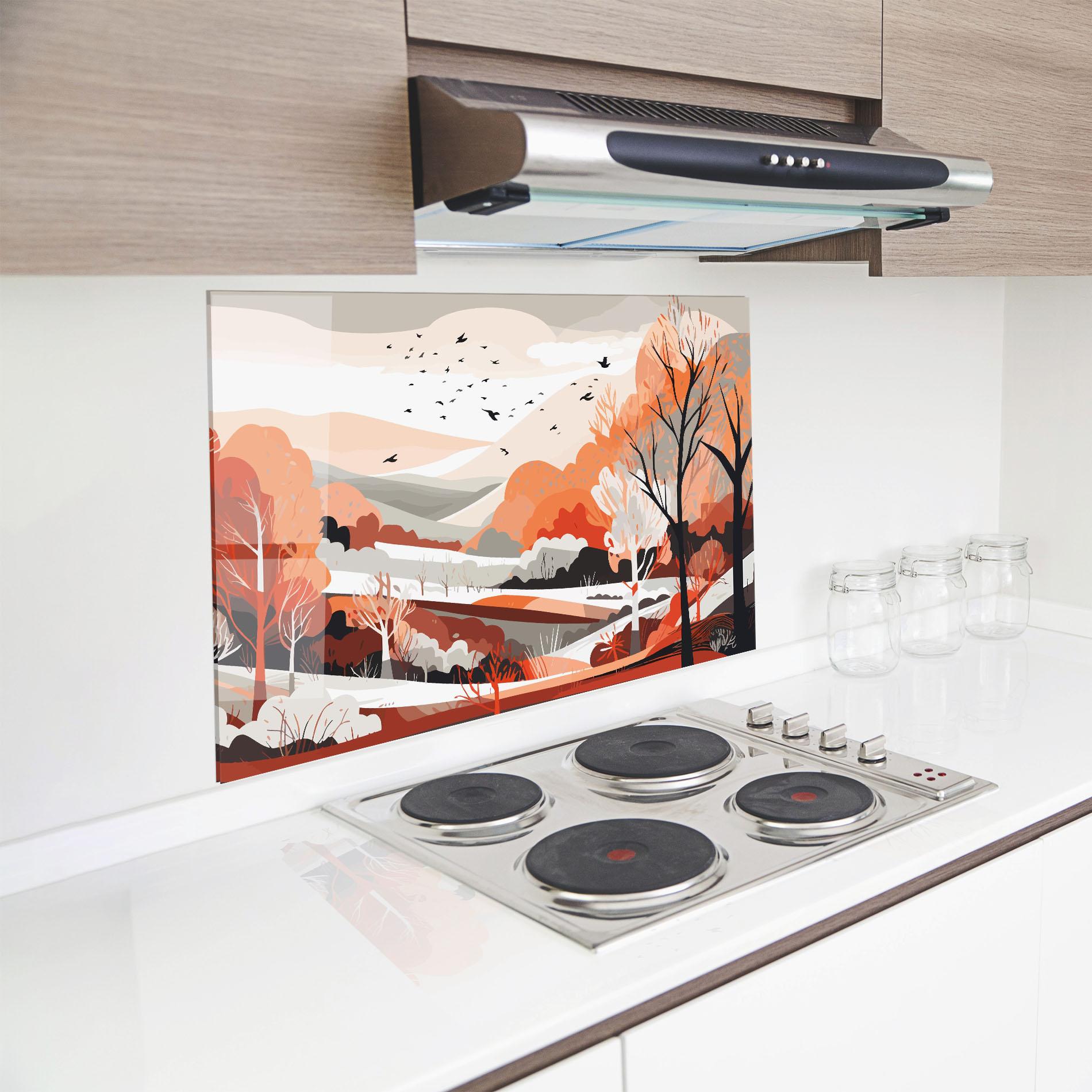 Panou Sticla Bucatarie Grey Orange Autumn mockup 8