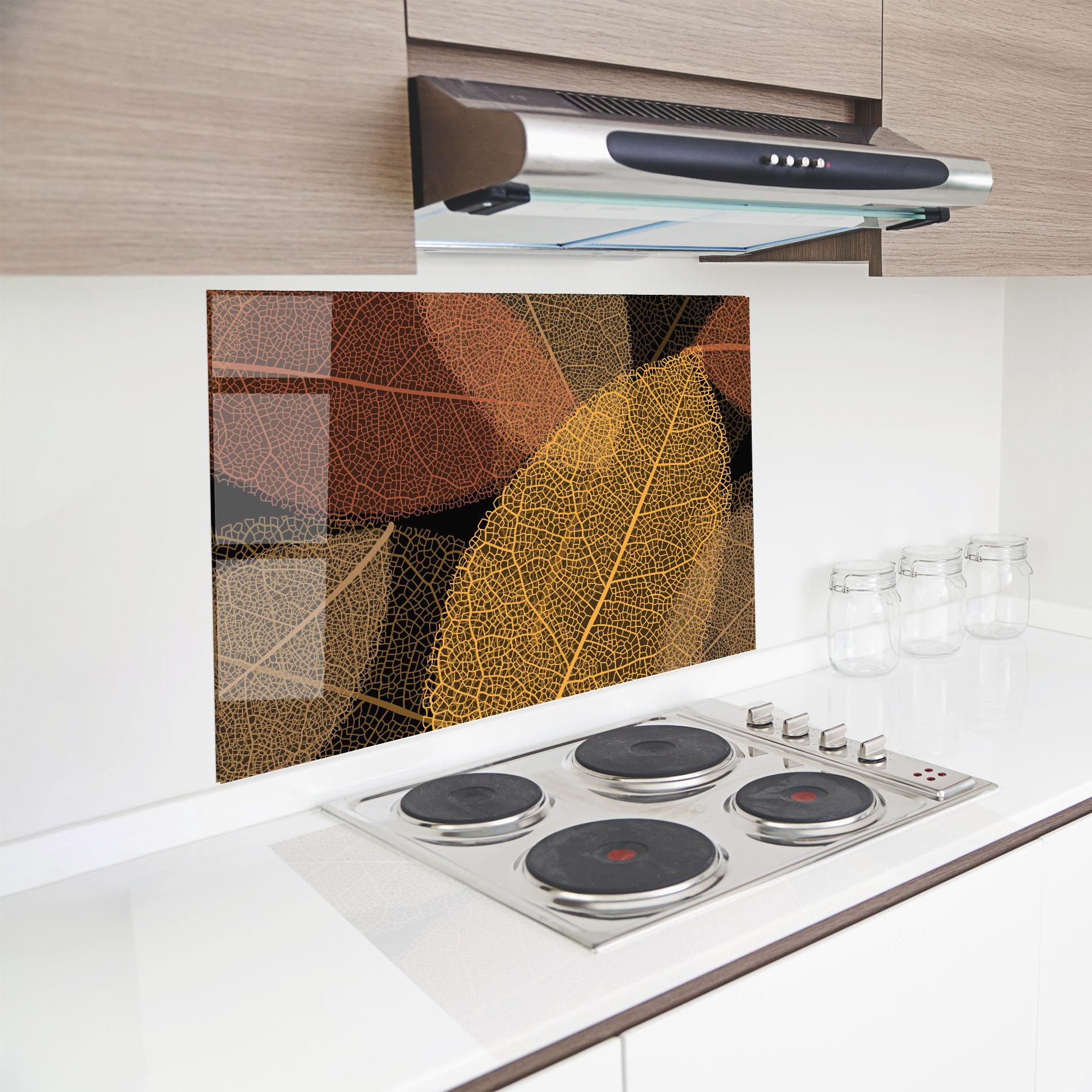 Panou Sticla Bucatarie Leaves Pattern mockup 8