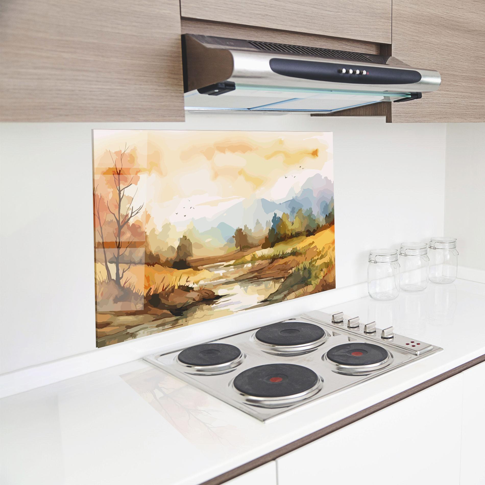 Panou Sticla Bucatarie Orange Yellow Autumn mockup 8