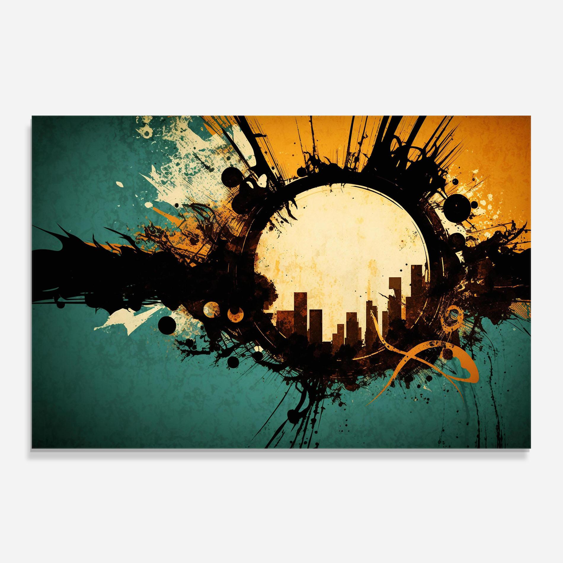 Panou Sticla Bucatarie Abstract Circle City mockup 0