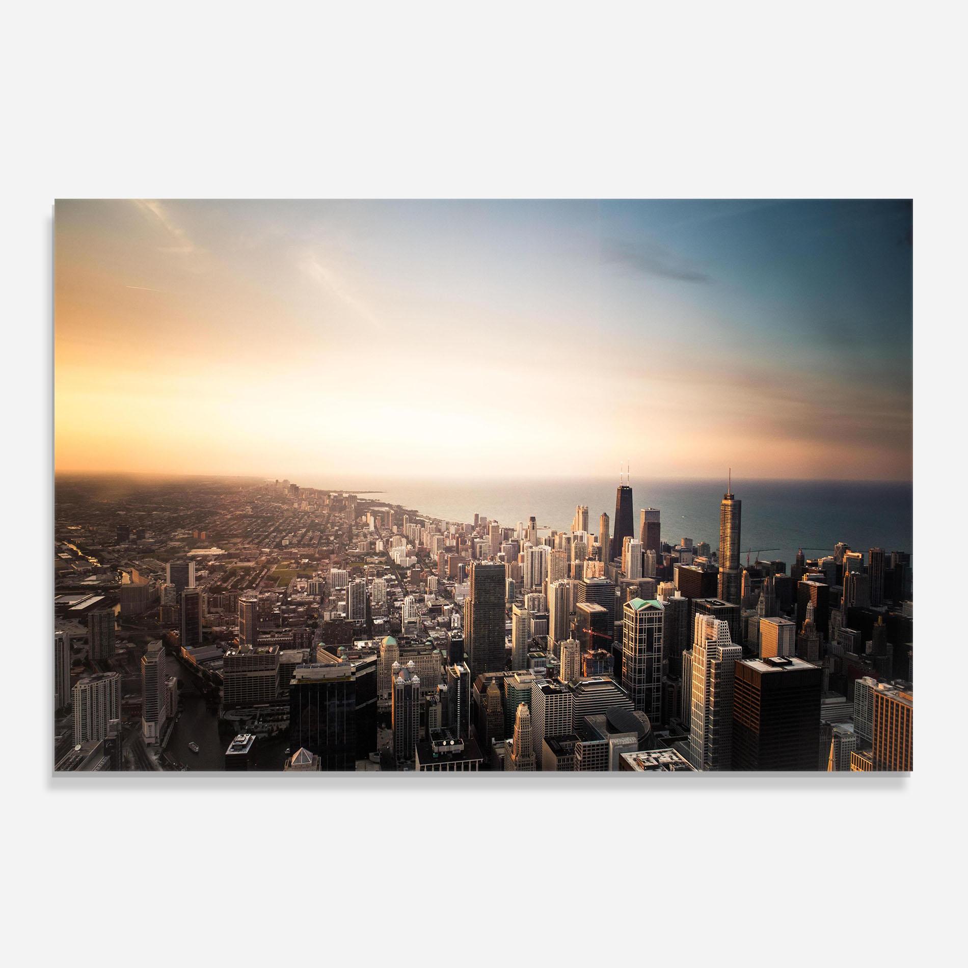 Panou Sticla Bucatarie City Buildings mockup 0