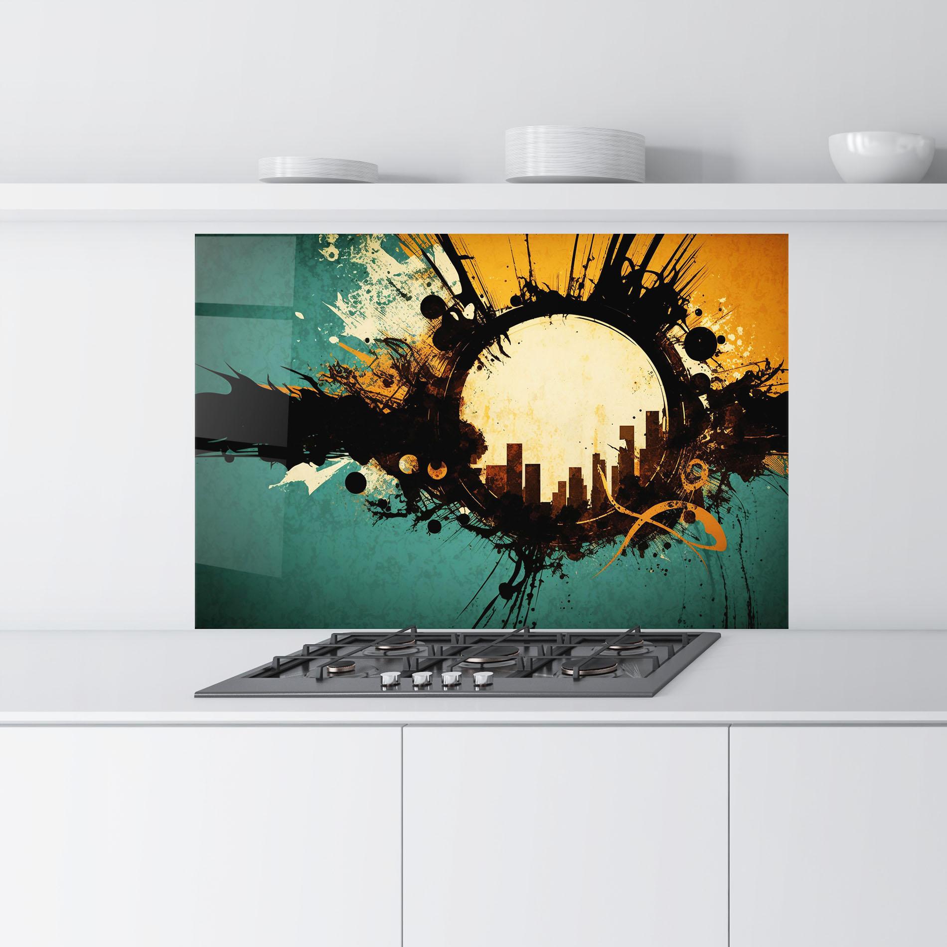 Panou Sticla Bucatarie Abstract Circle City mockup 9