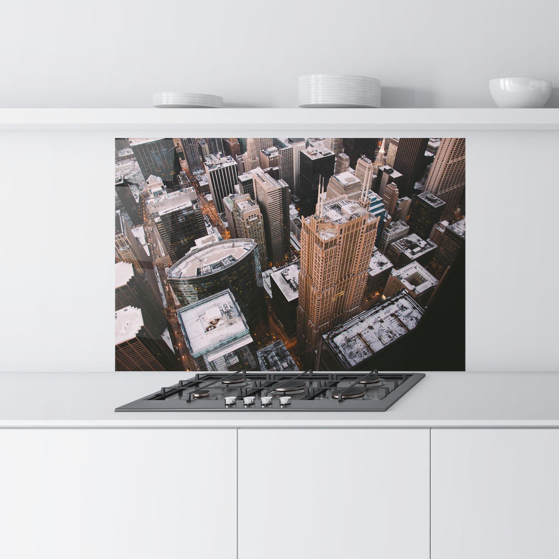 Panou Sticla Bucatarie Brown Tall Building mockup 9