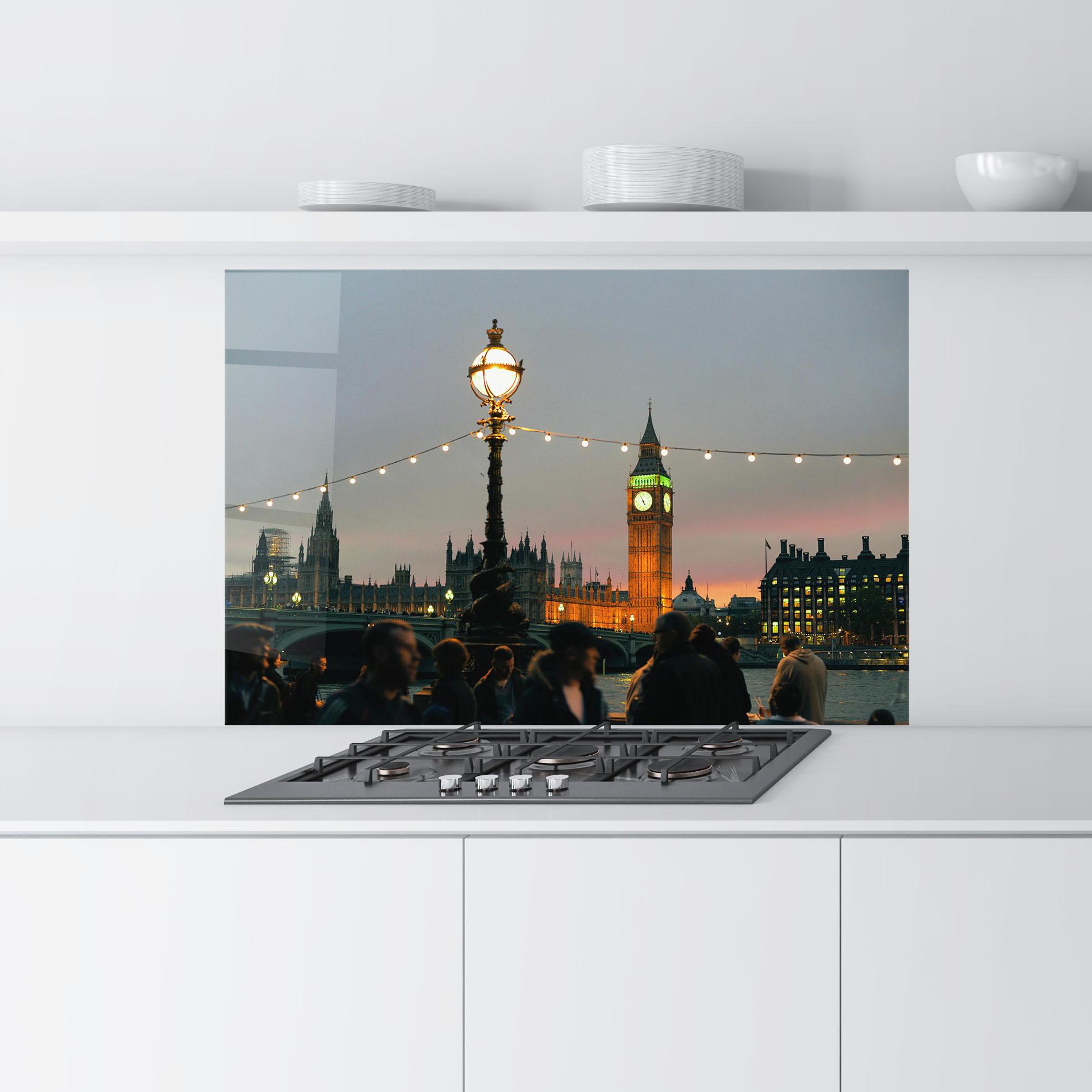 Panou Sticla Bucatarie Clock Lights mockup 9