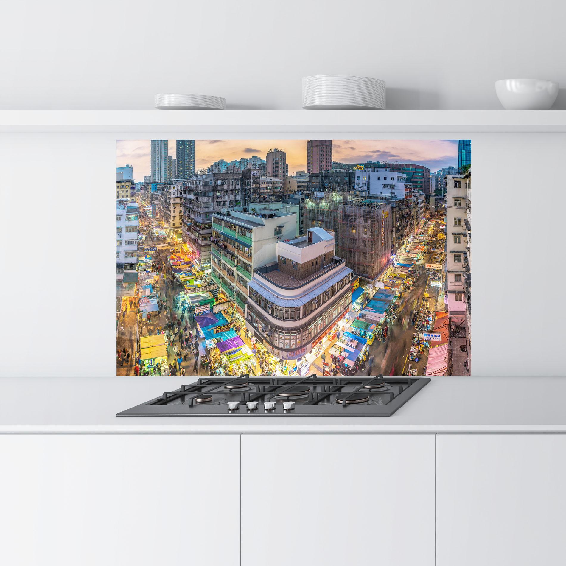 Panou Sticla Bucatarie Colorful Building mockup 9