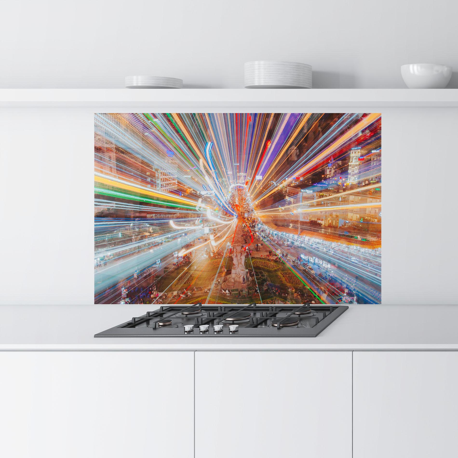 Panou Sticla Bucatarie Colorful Light City mockup 9