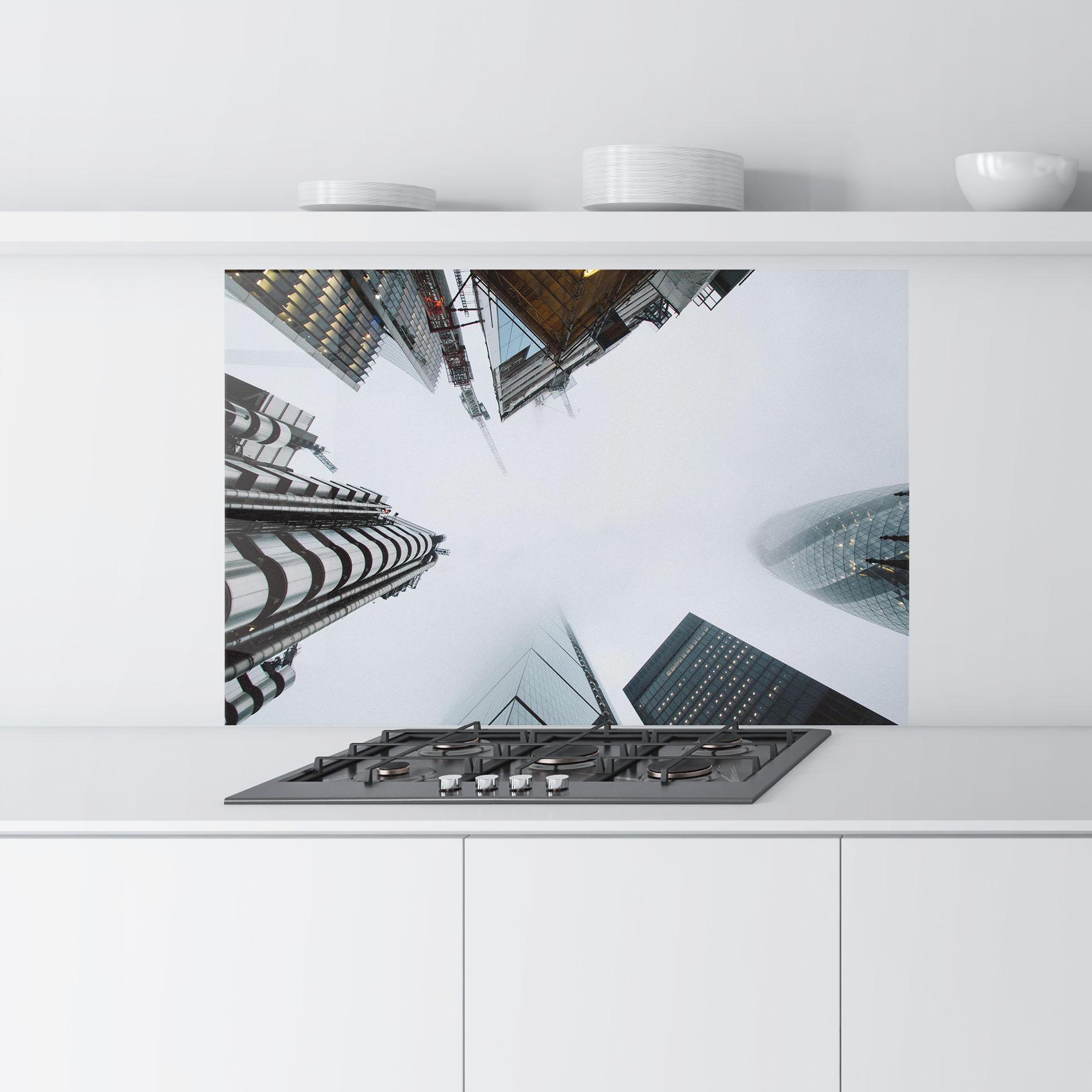 Panou Sticla Bucatarie Foggy Sky Tower mockup 9