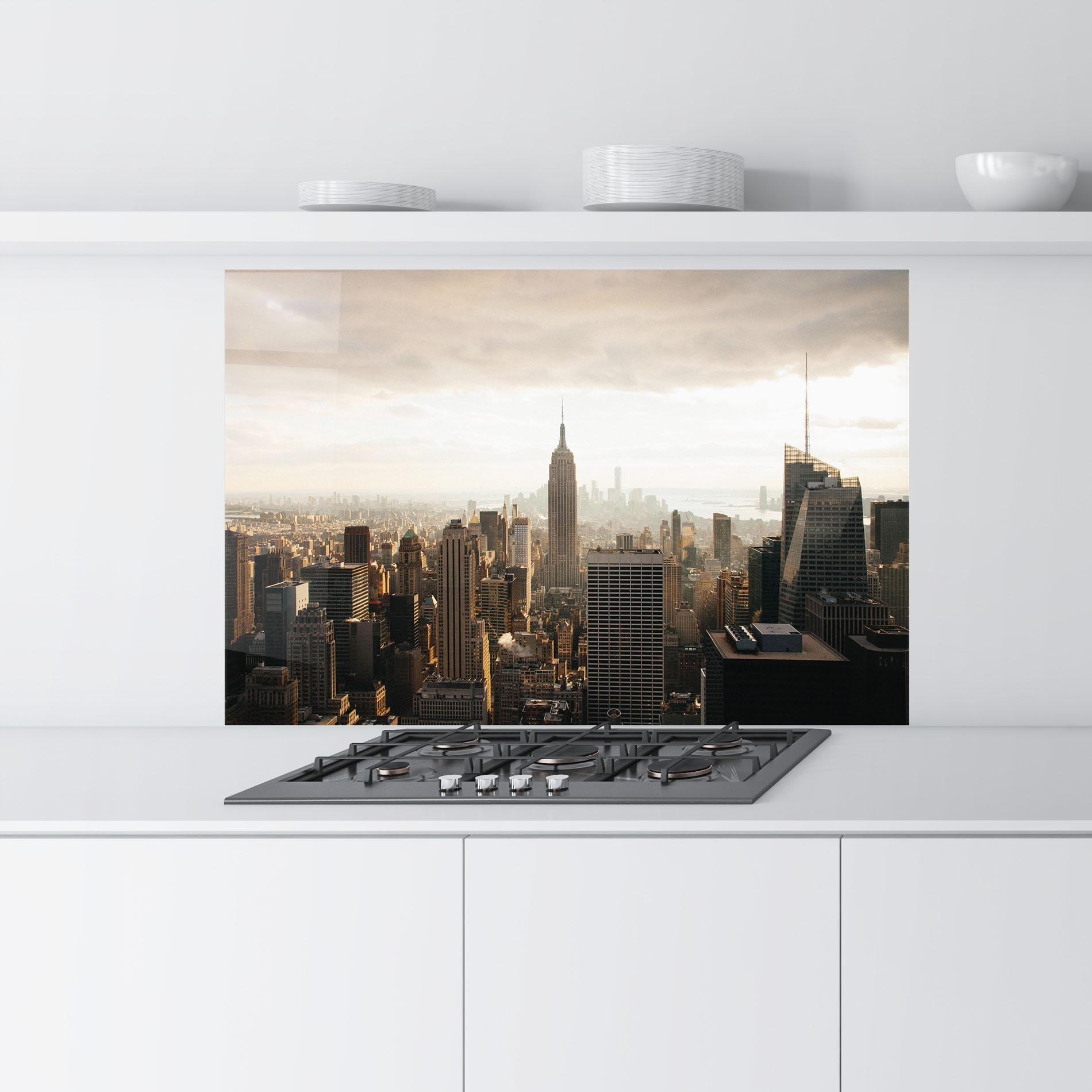 Panou Sticla Bucatarie Grey Cloud Buildings mockup 9