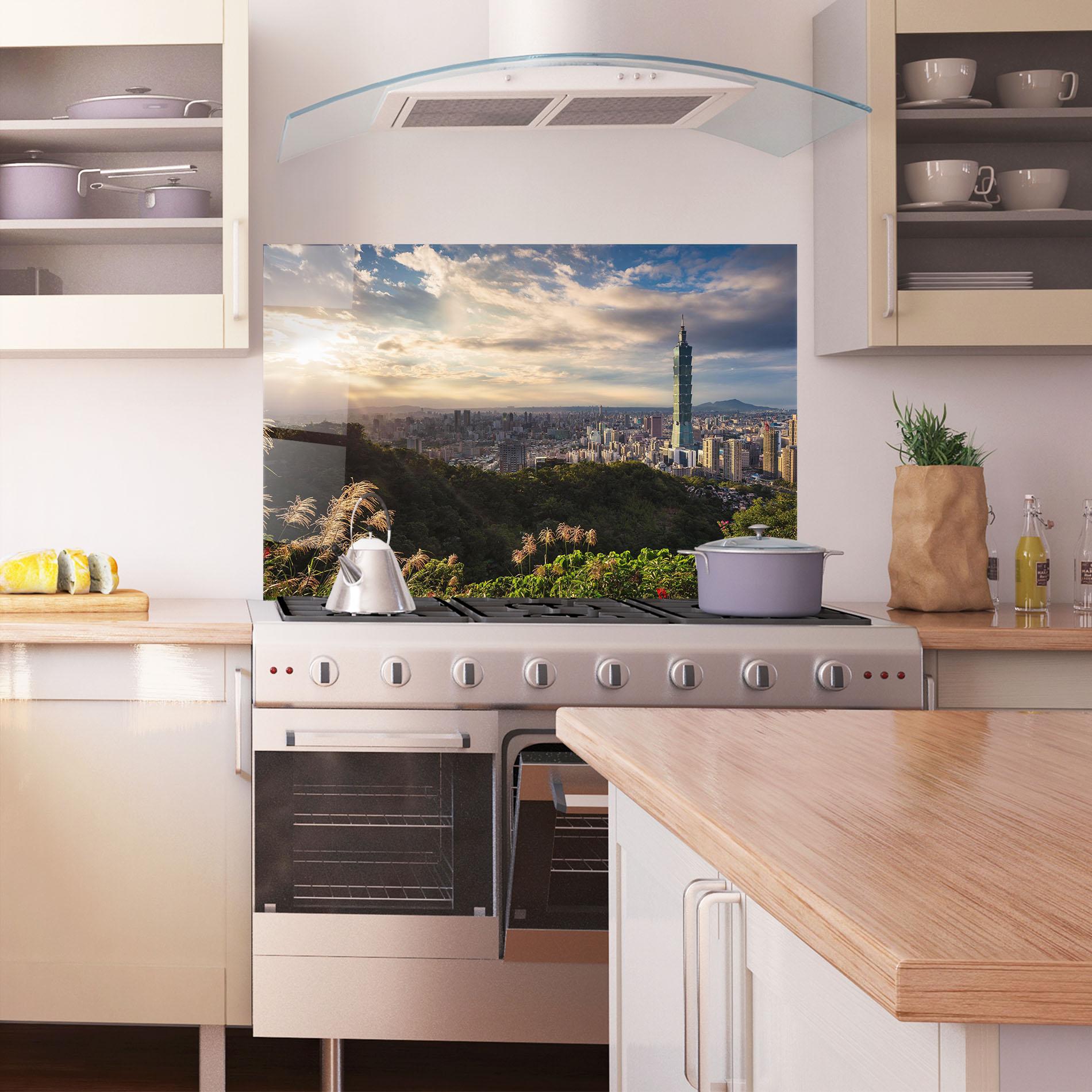 Panou Sticla Bucatarie Big Building Daylight mockup 1