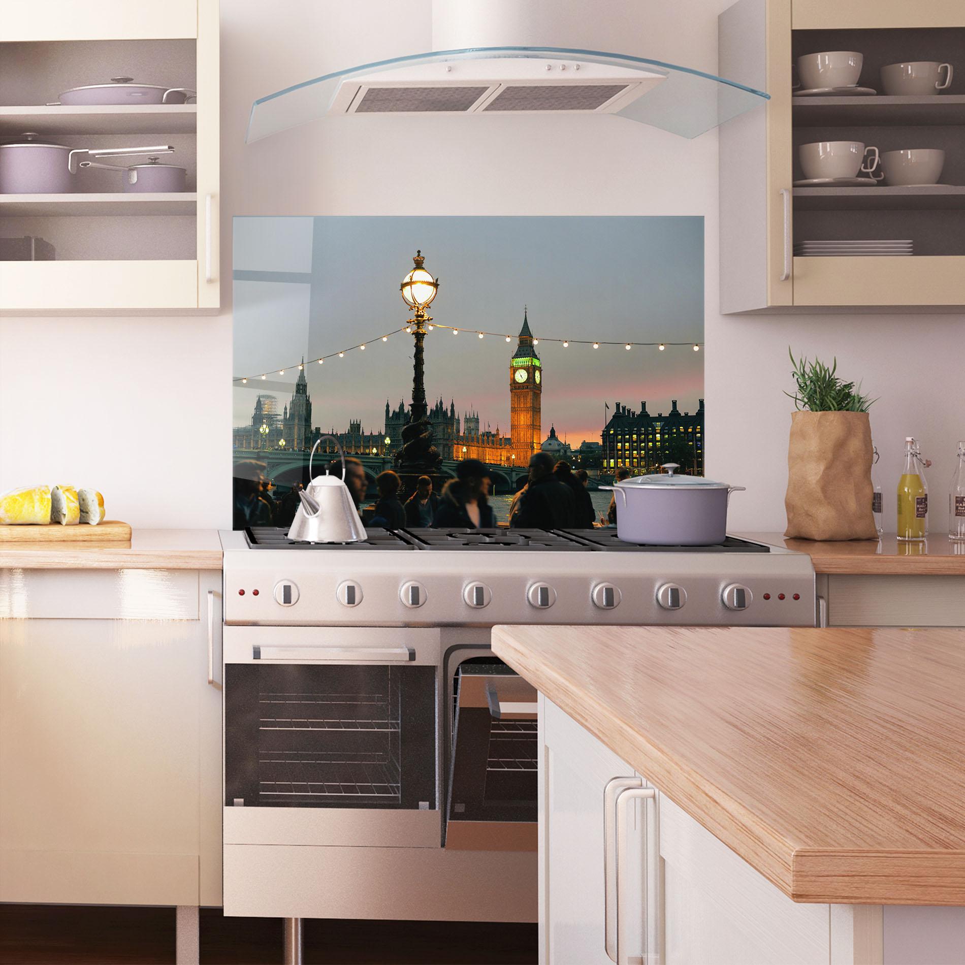 Panou Sticla Bucatarie Clock Lights mockup 1