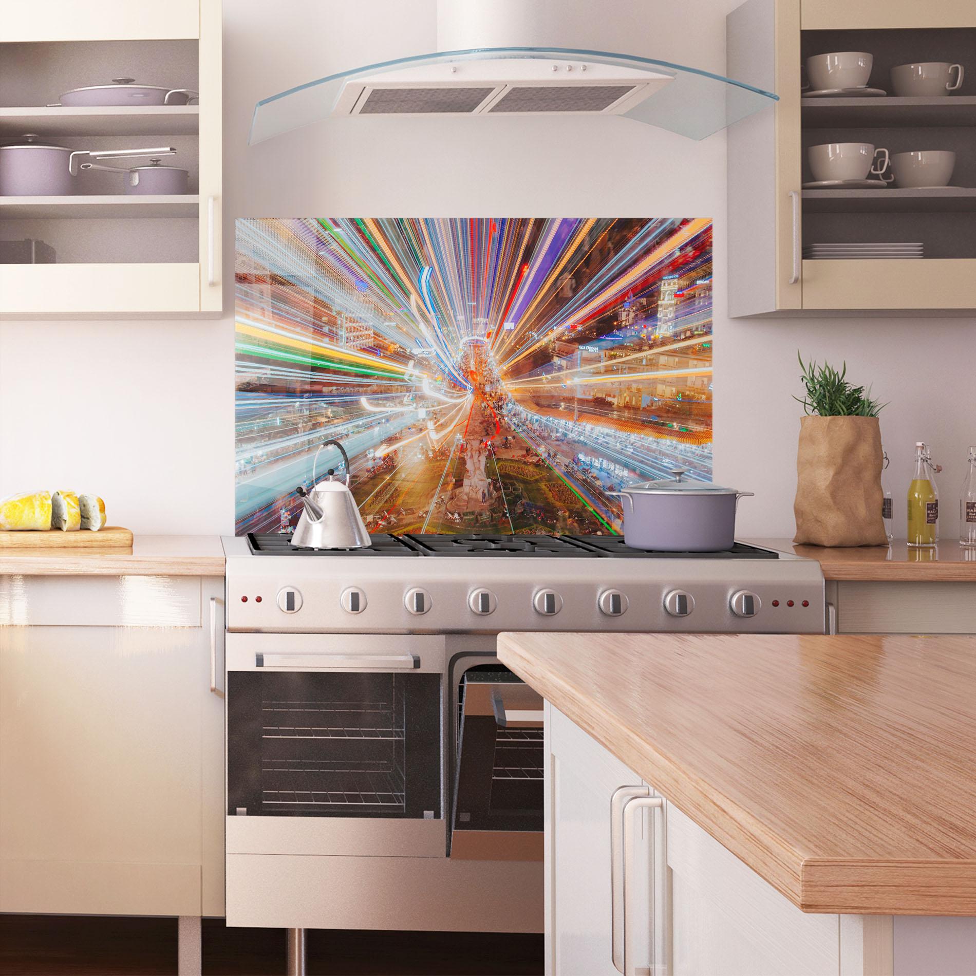 Panou Sticla Bucatarie Colorful Light City mockup 1