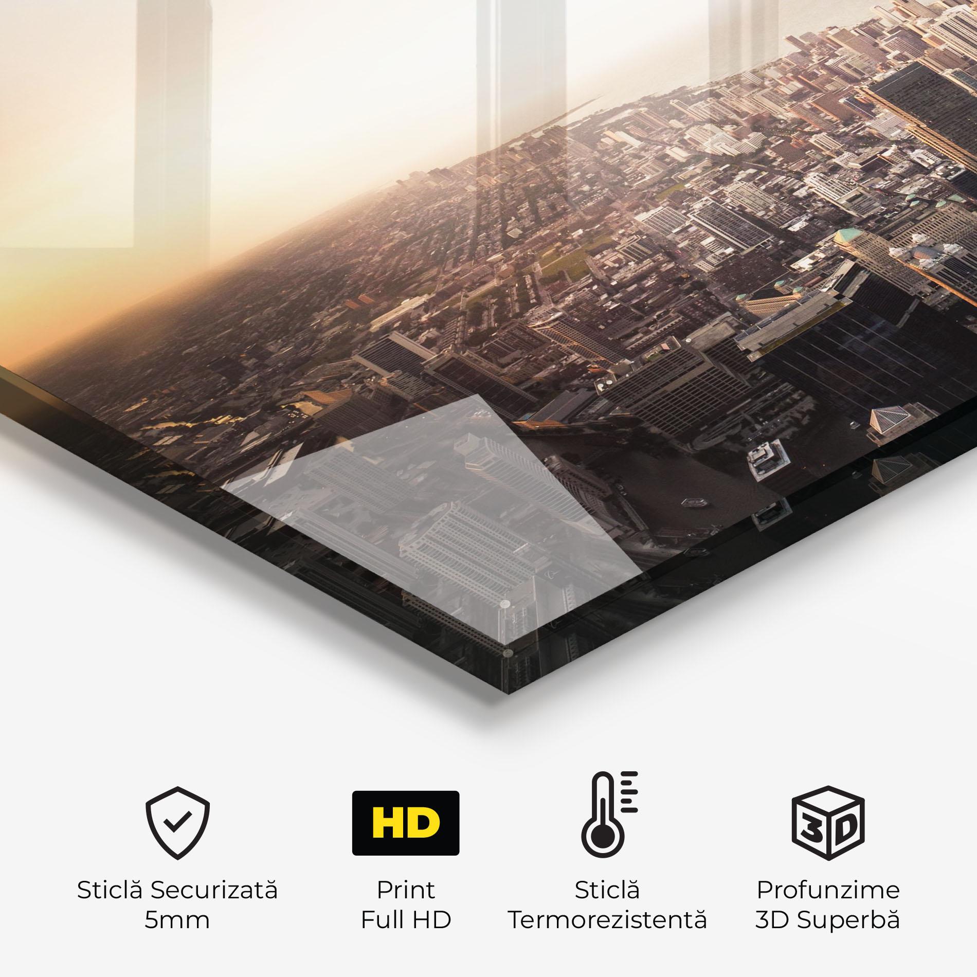 Panou Sticla Bucatarie City Buildings mockup 2