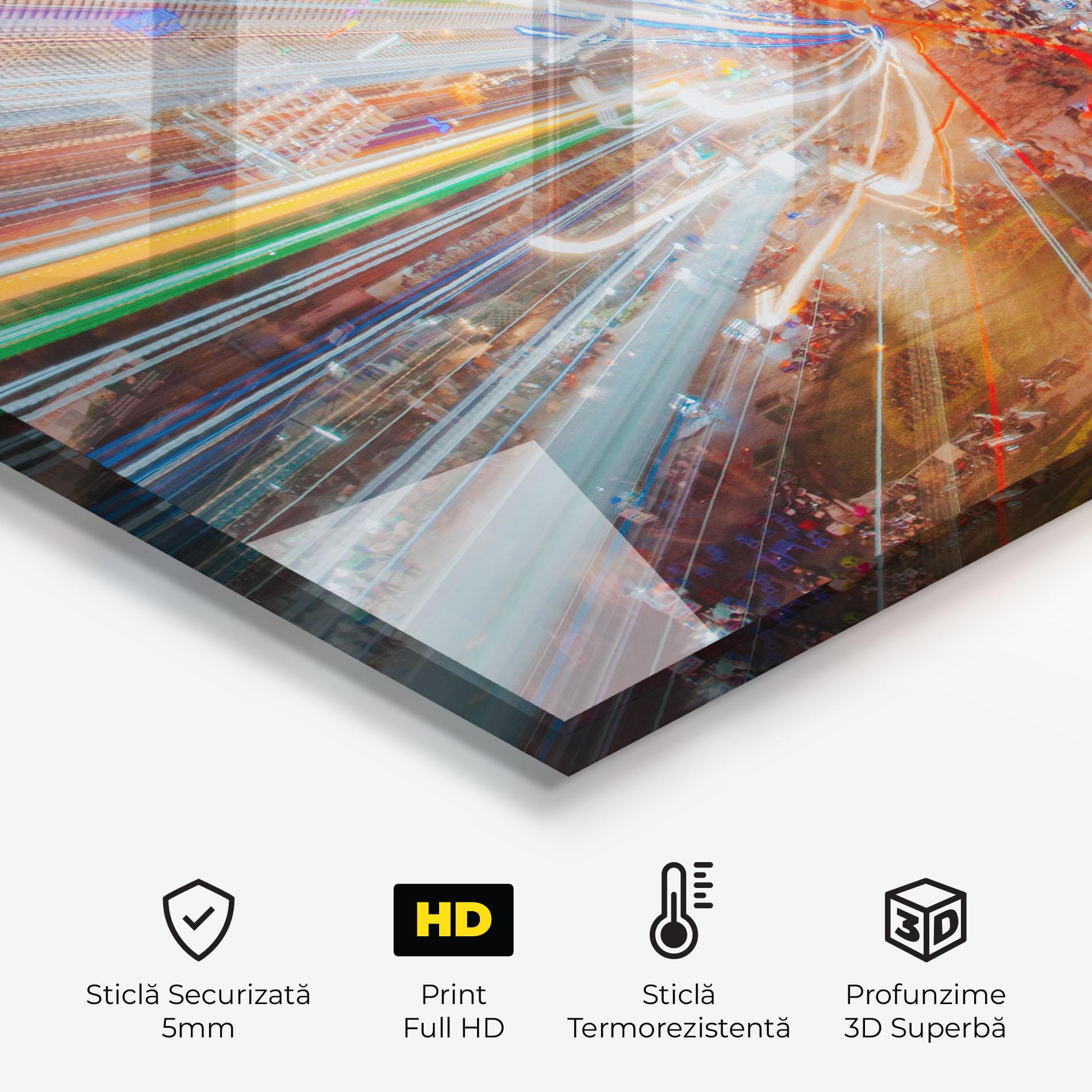 Panou Sticla Bucatarie Colorful Light City mockup 2