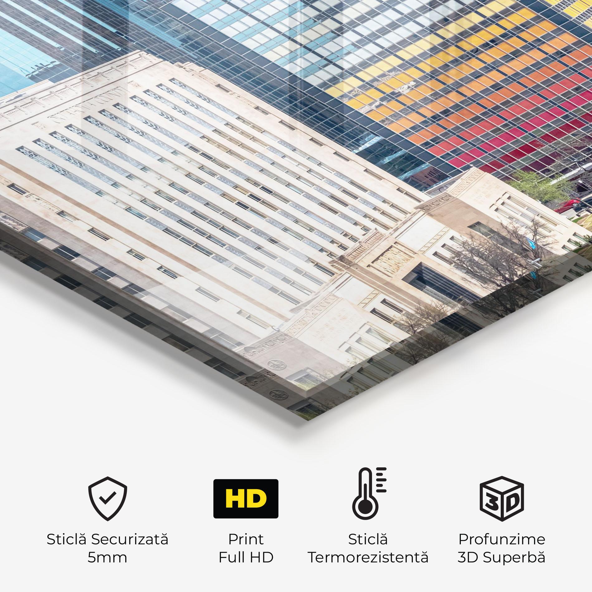 Panou Sticla Bucatarie Colorful Urban Building mockup 2