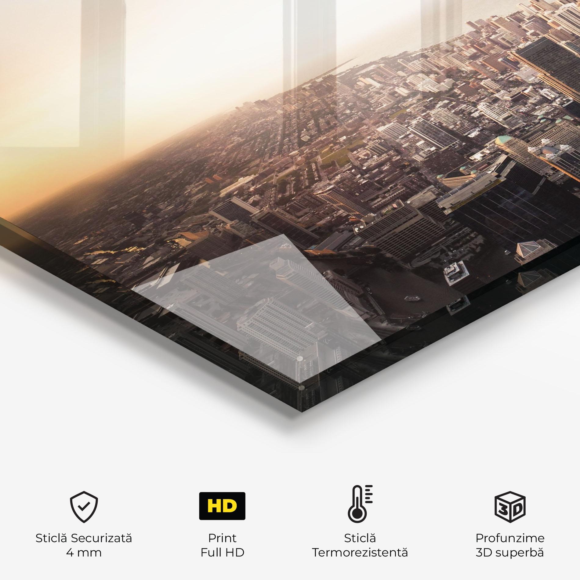 Panou Sticla Bucatarie City Buildings mockup 2