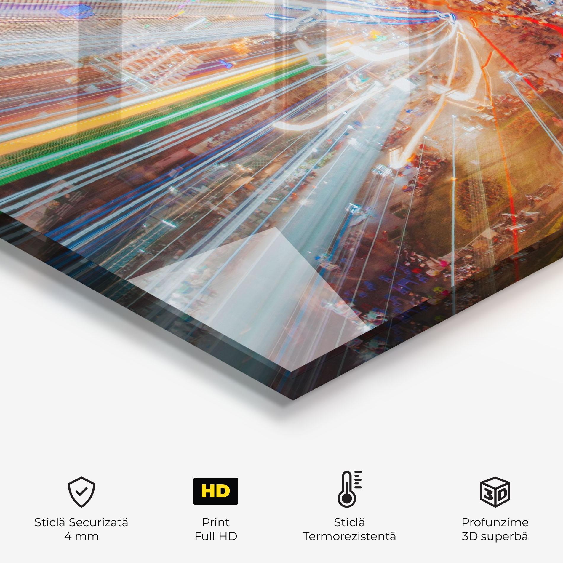 Panou Sticla Bucatarie Colorful Light City mockup 2