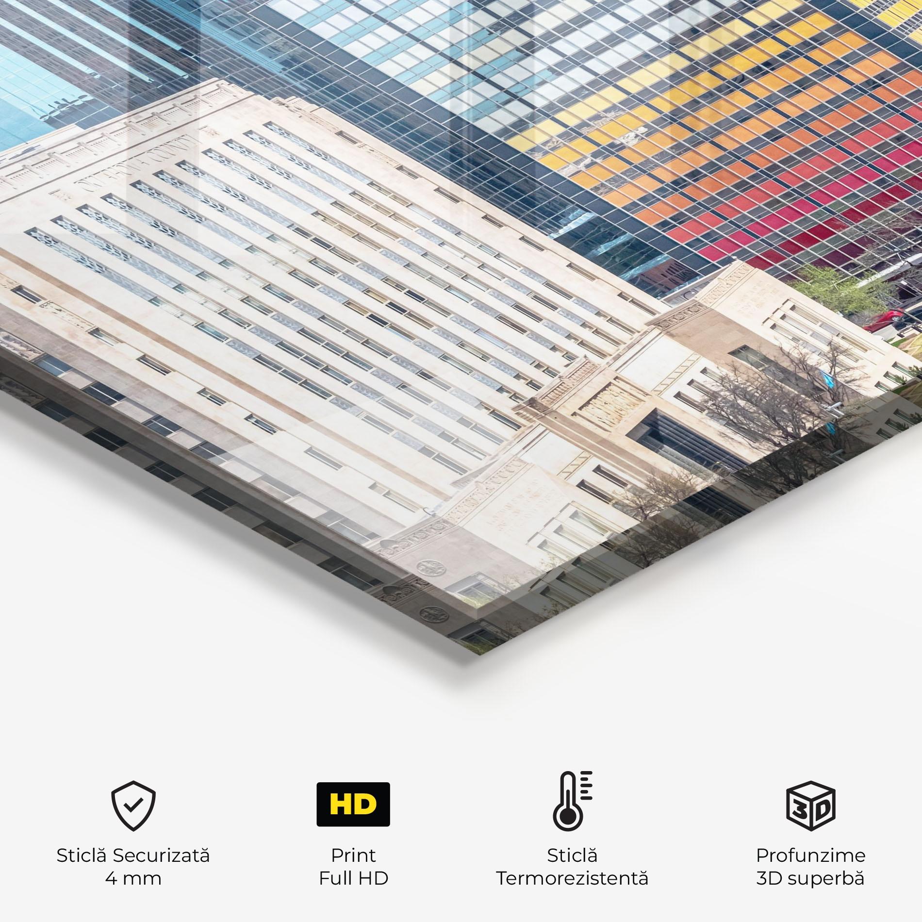 Panou Sticla Bucatarie Colorful Urban Building mockup 2