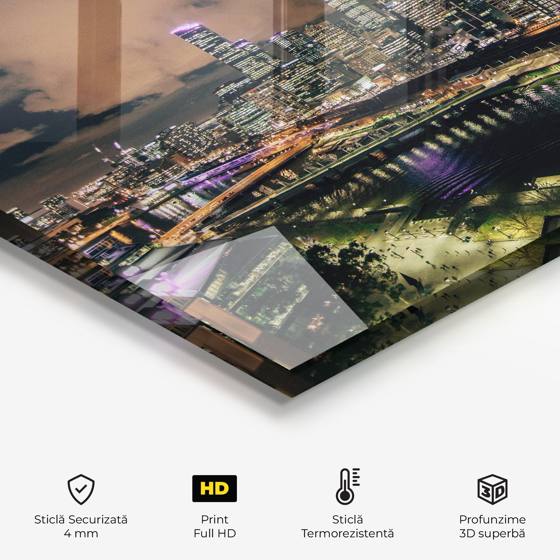 Panou Sticla Bucatarie Green Purple City mockup 2