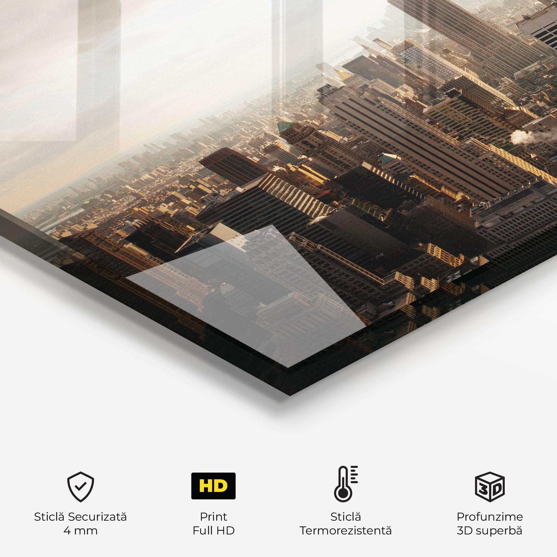 Panou Sticla Bucatarie Grey Cloud Buildings mockup 2