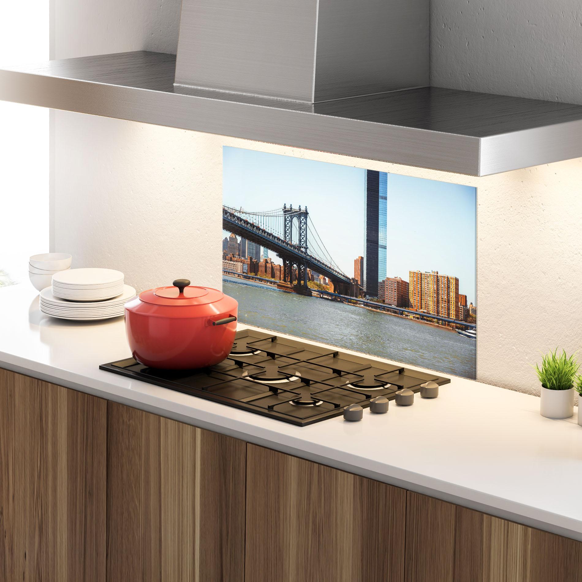 Panou Sticla Bucatarie Big City Bridge mockup 4