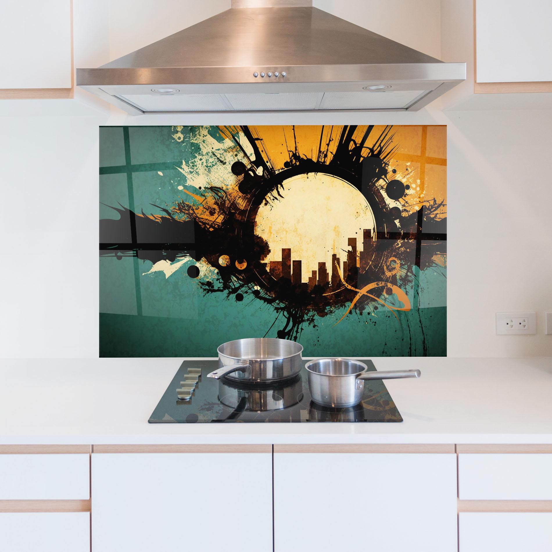 Panou Sticla Bucatarie Abstract Circle City mockup 5