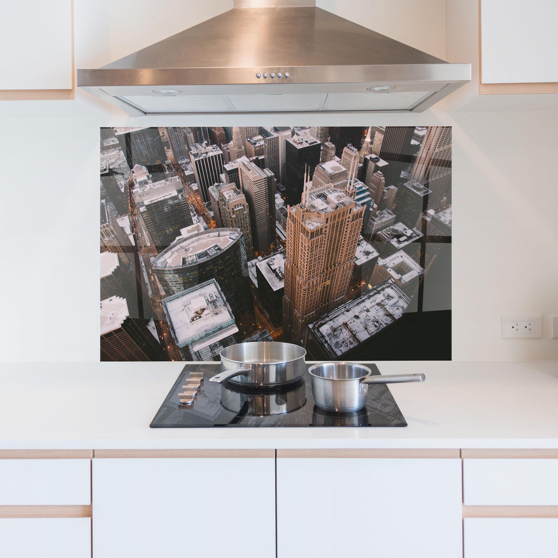 Panou Sticla Bucatarie Brown Tall Building mockup 5