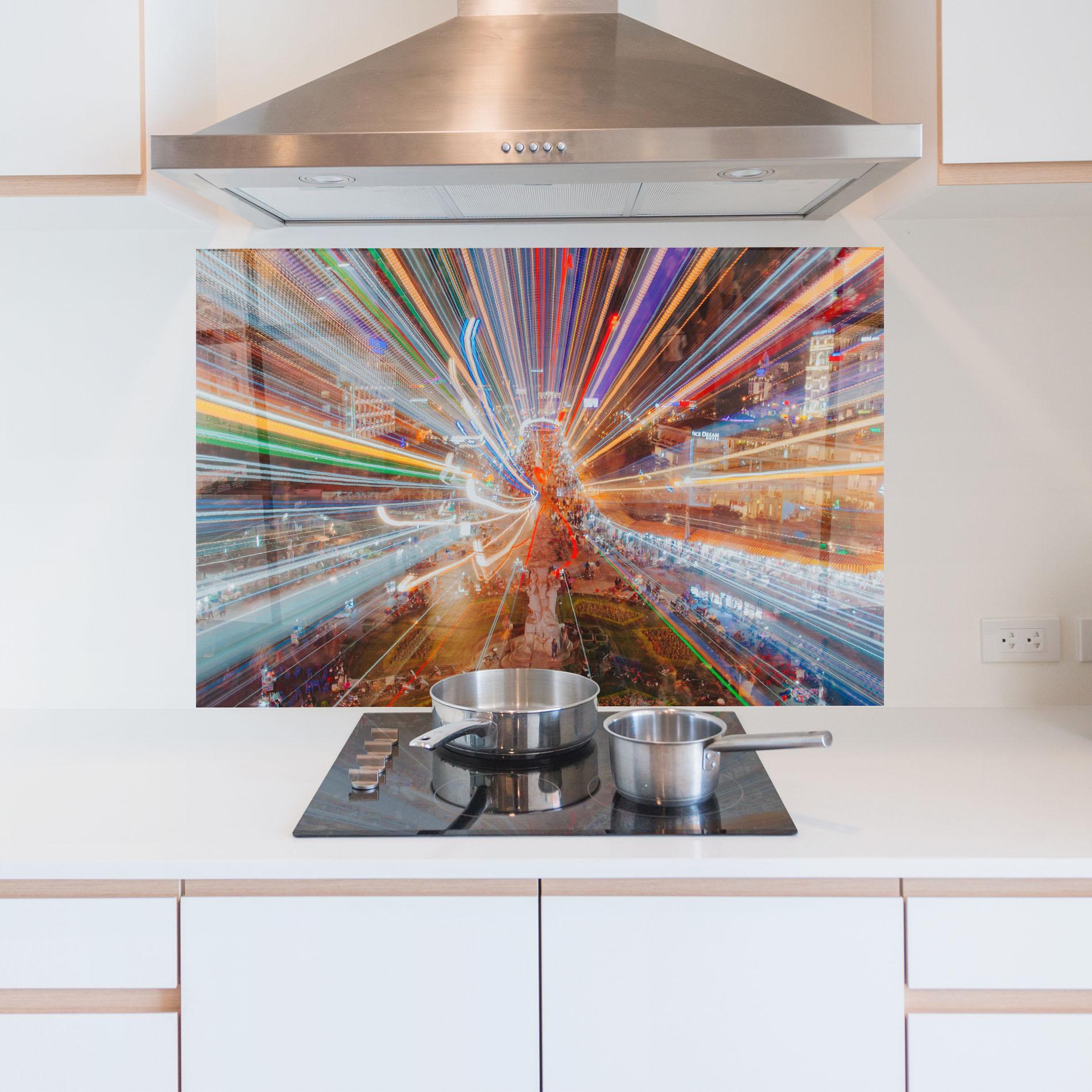 Panou Sticla Bucatarie Colorful Light City mockup 5