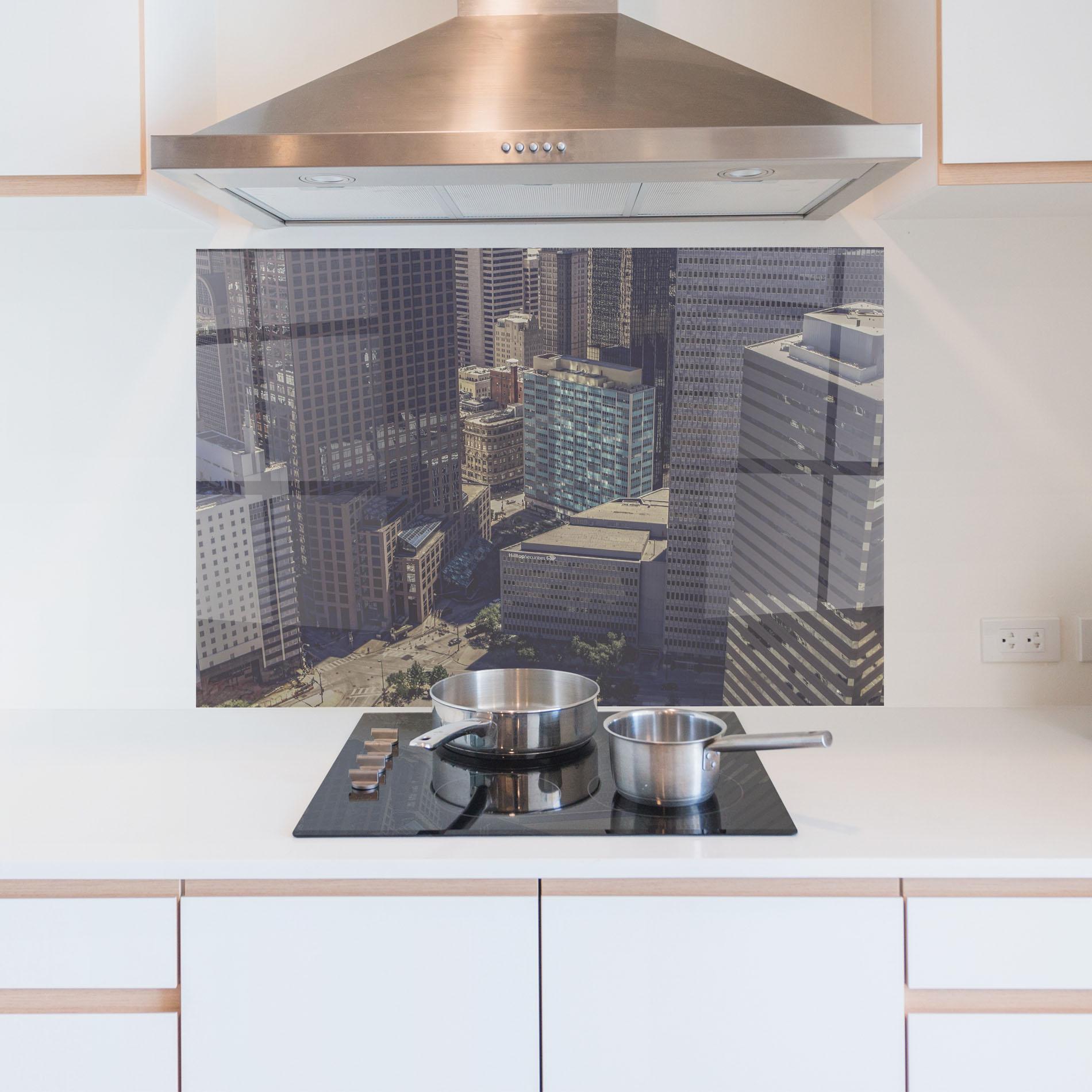 Panou Sticla Bucatarie Cream Light Building mockup 5