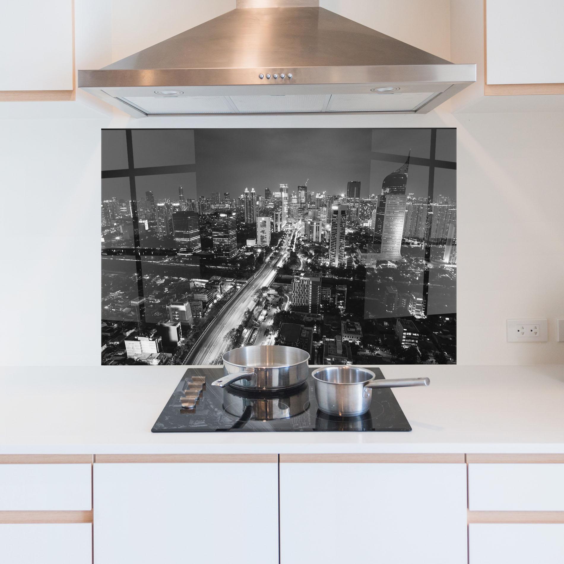 Panou Sticla Bucatarie Grey Lights City mockup 5