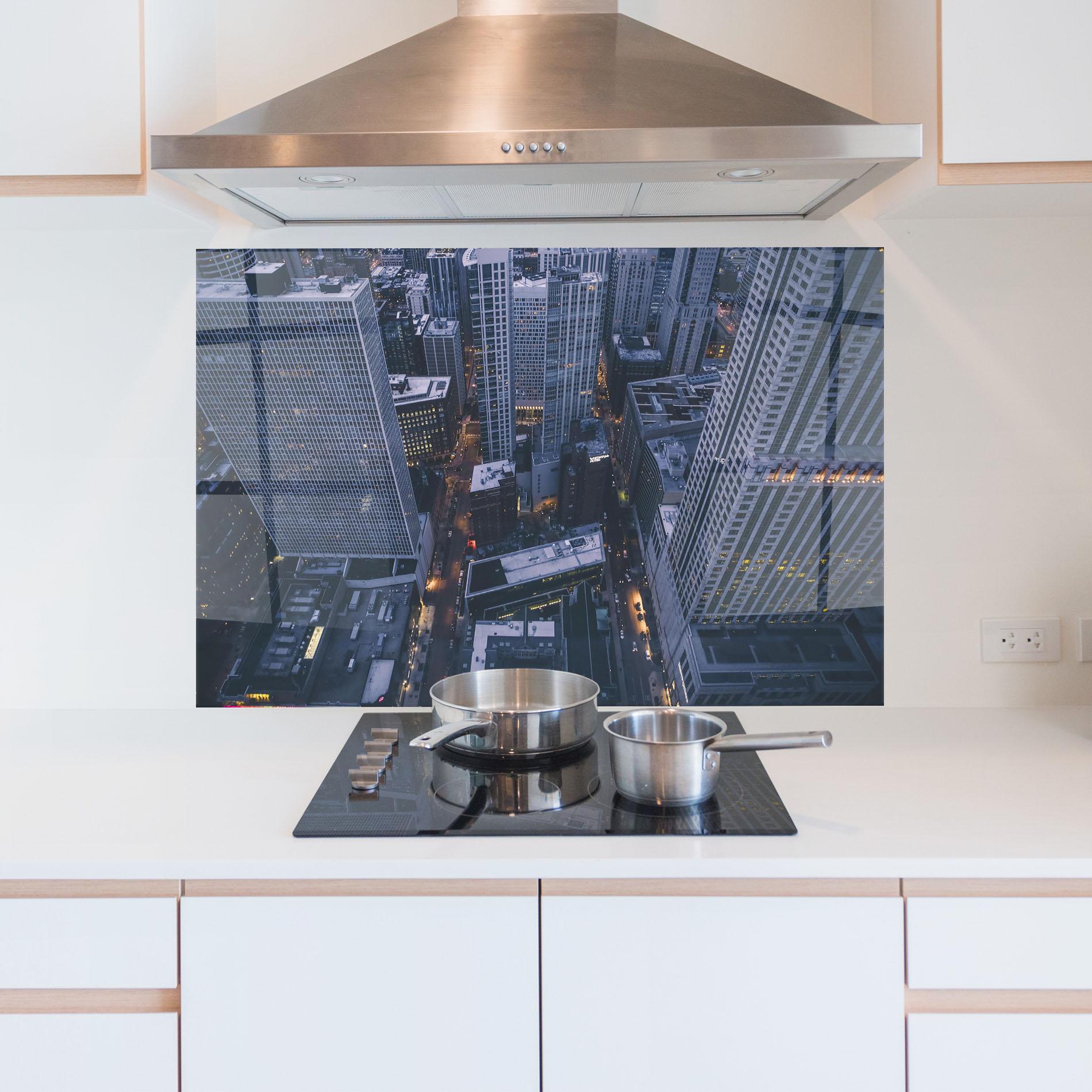 Panou Sticla Bucatarie Tall Buildings View mockup 5