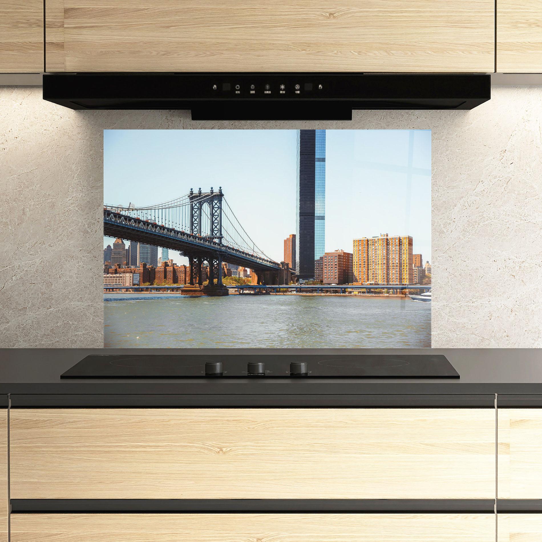 Panou Sticla Bucatarie Big City Bridge mockup 3