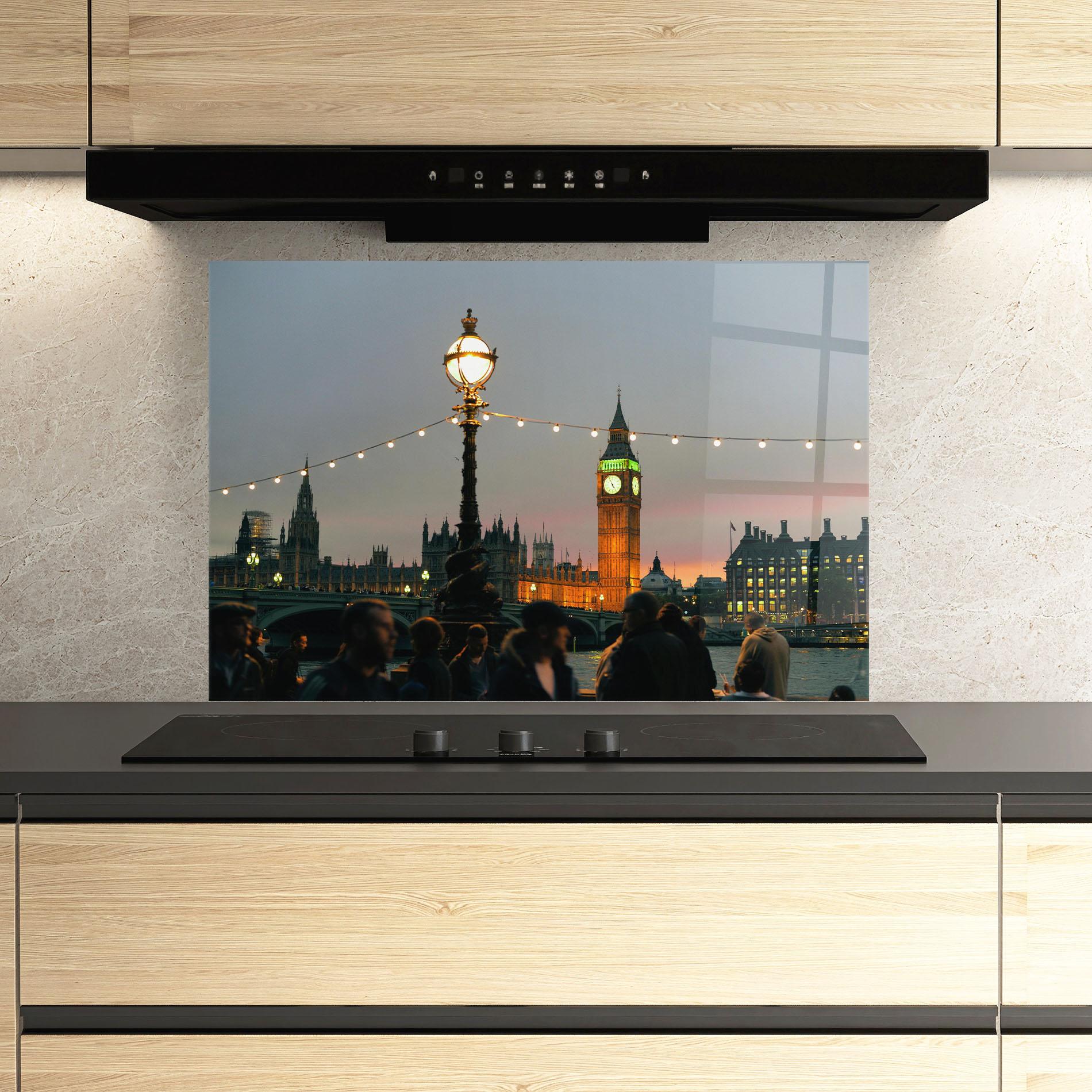 Panou Sticla Bucatarie Clock Lights mockup 3