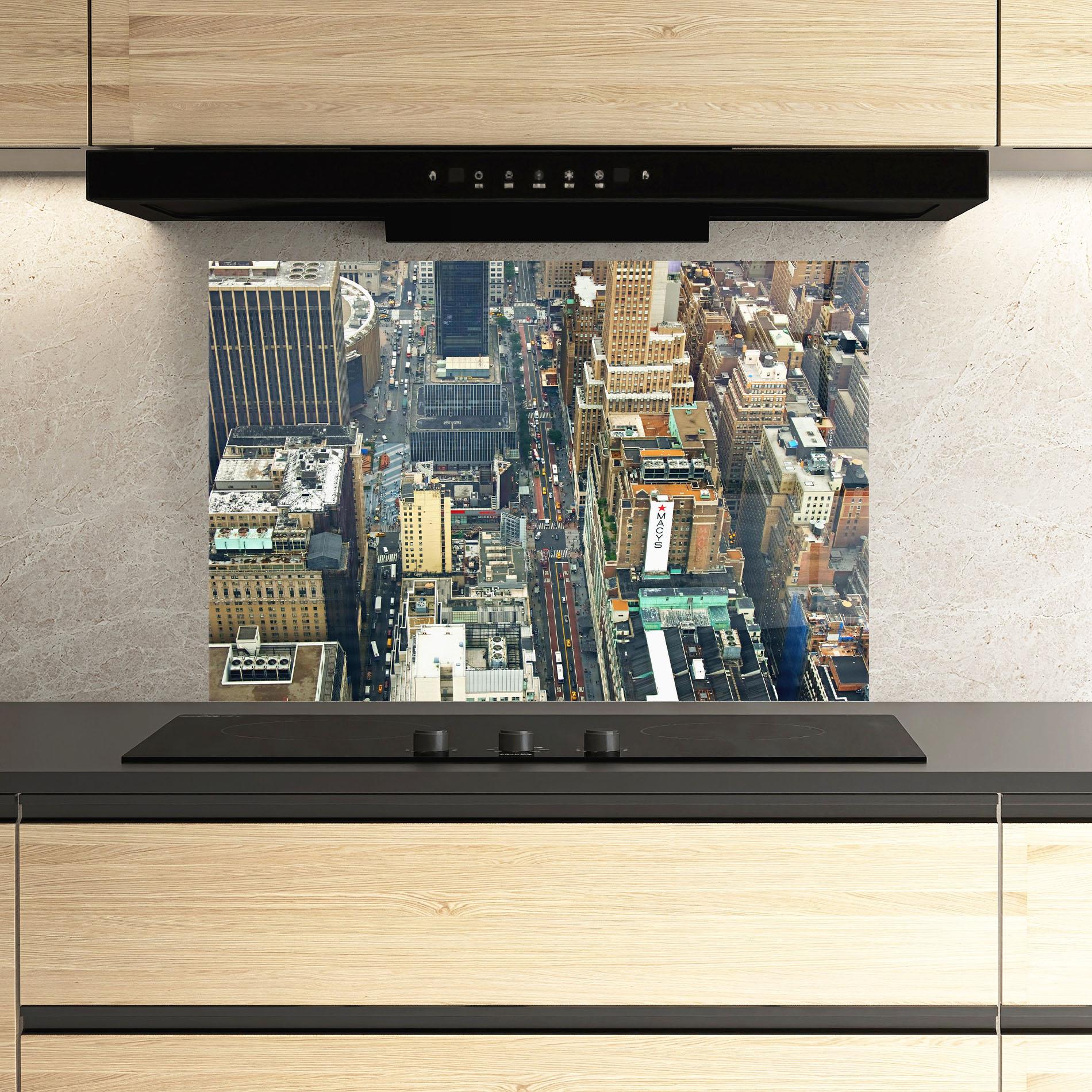 Panou Sticla Bucatarie Cream Tall Building mockup 3