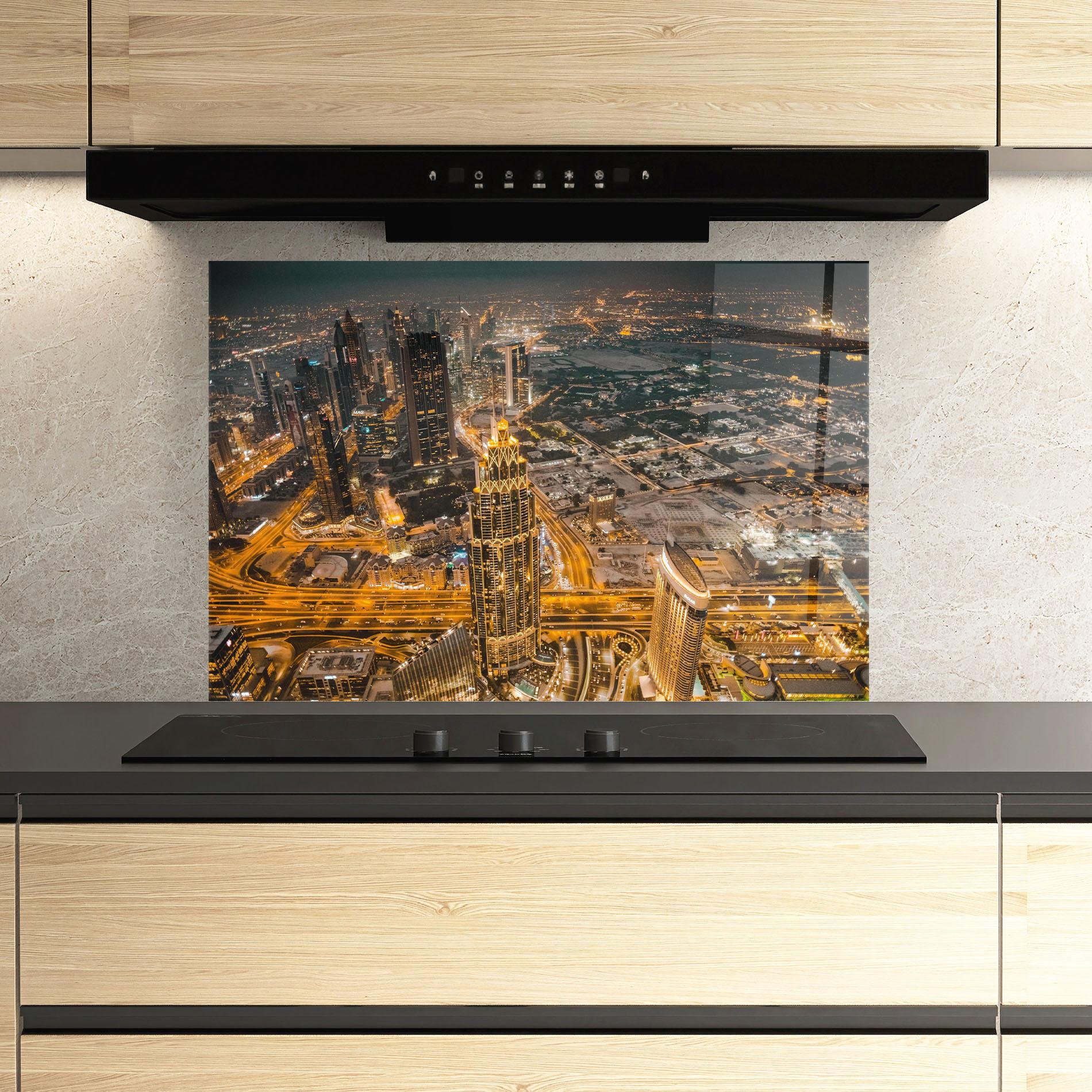 Panou Sticla Bucatarie Dubai Lights mockup 3