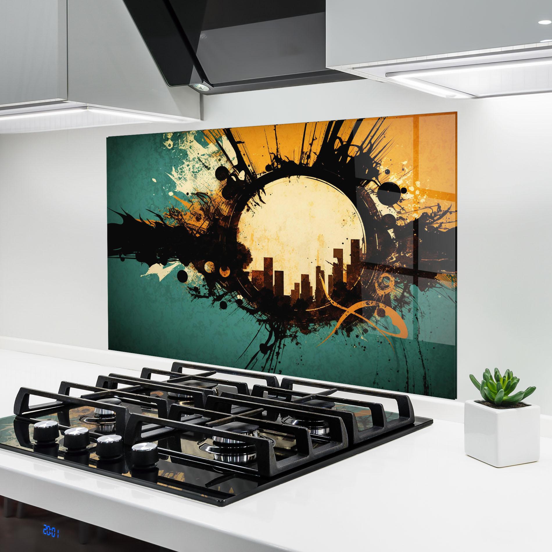 Panou Sticla Bucatarie Abstract Circle City mockup 6