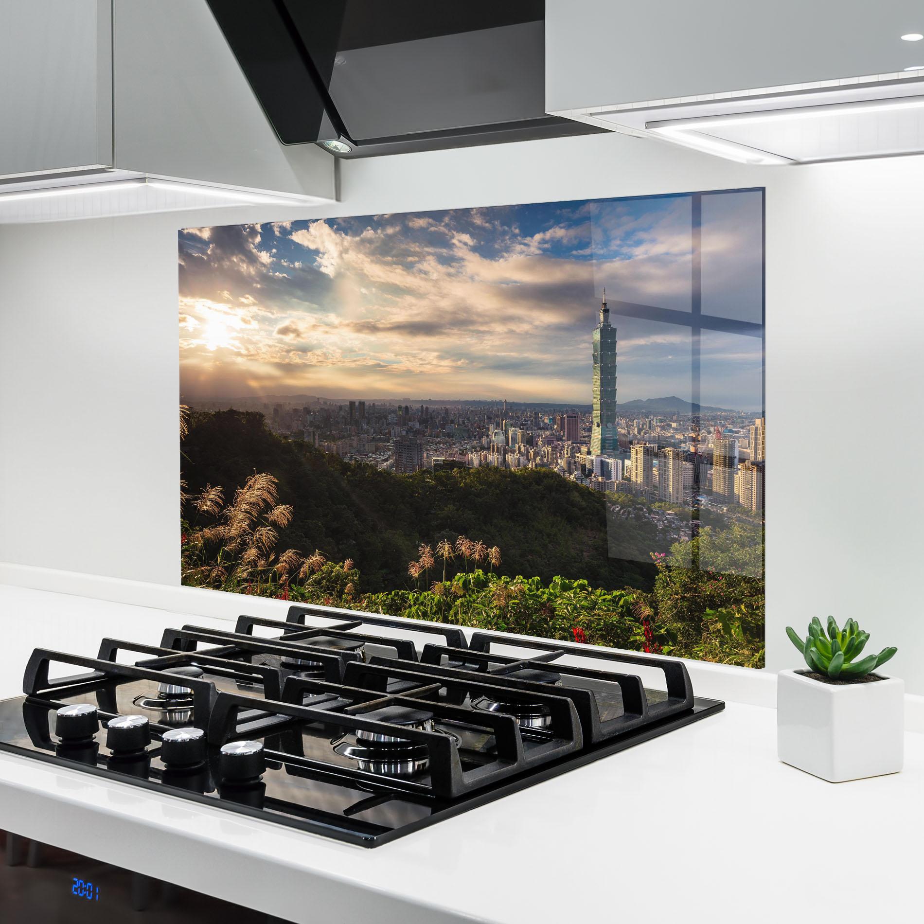 Panou Sticla Bucatarie Big Building Daylight mockup 6