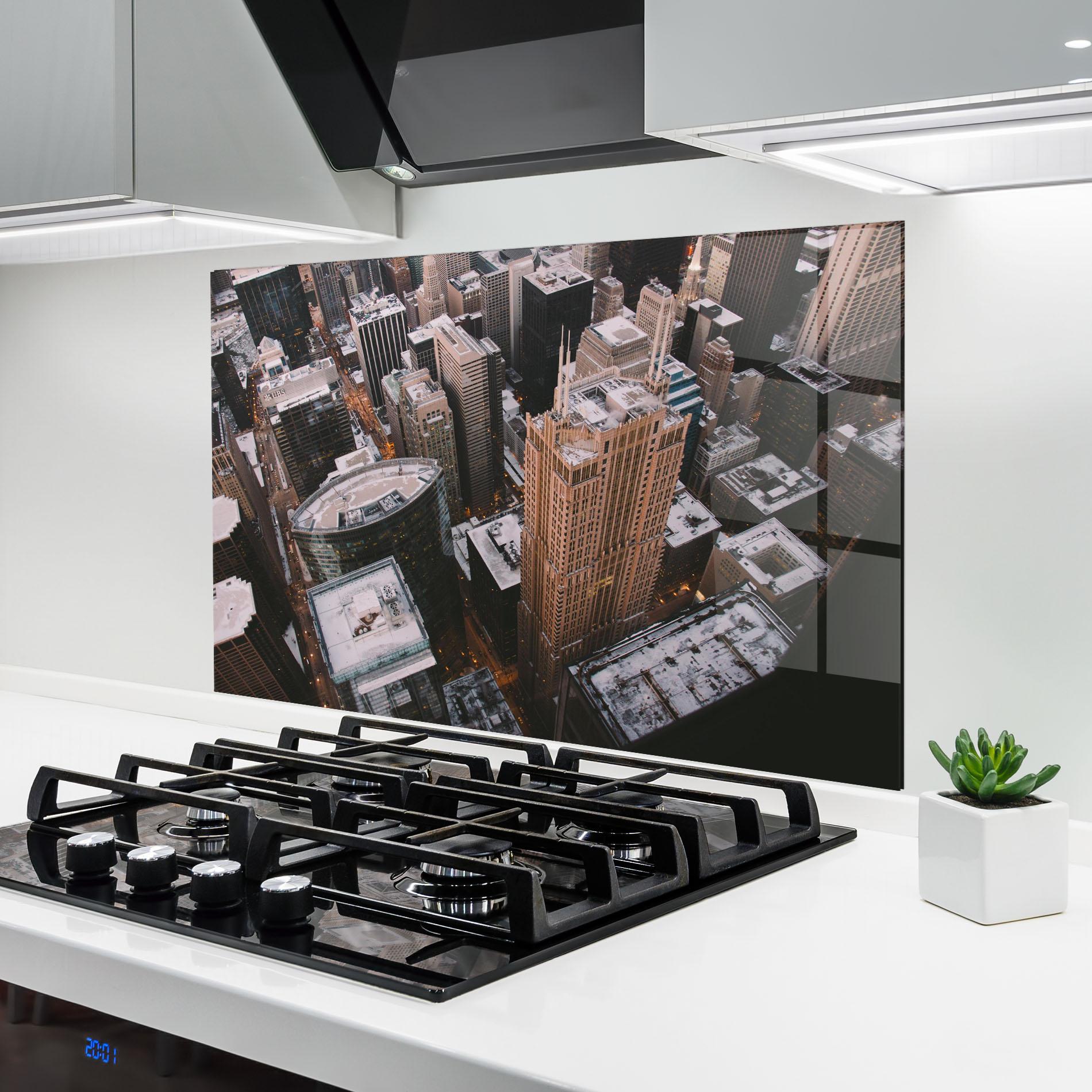 Panou Sticla Bucatarie Brown Tall Building mockup 6