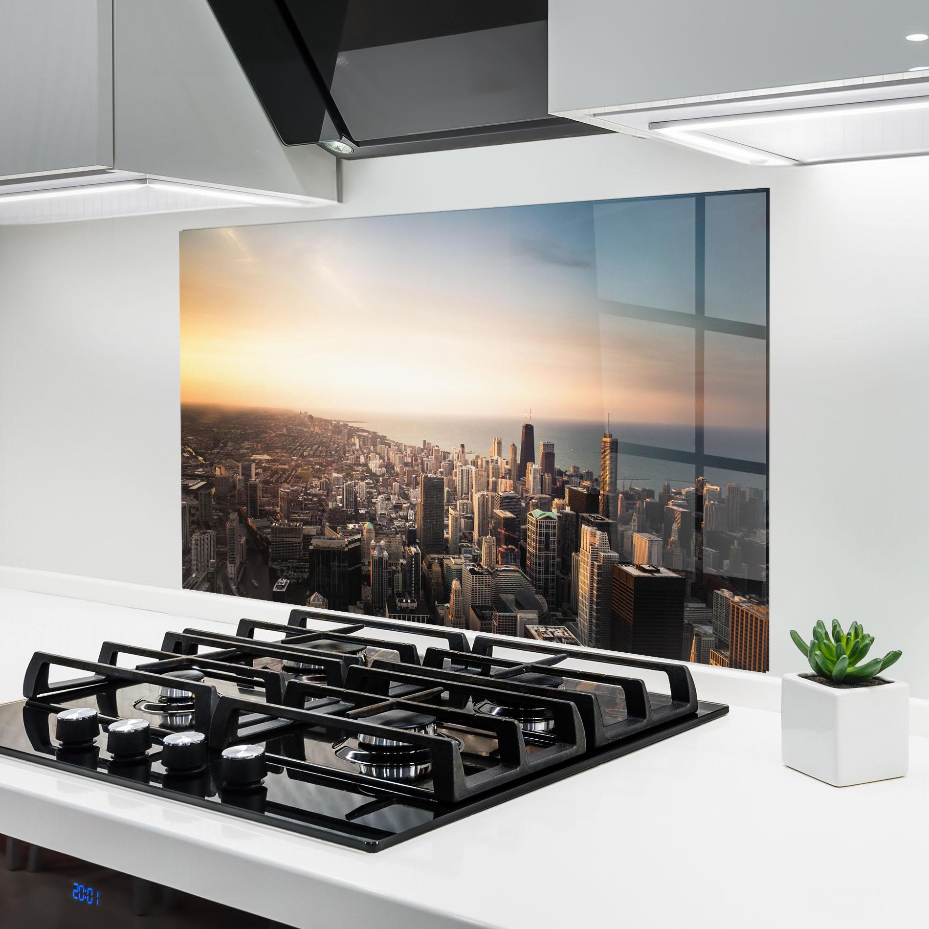 Panou Sticla Bucatarie City Buildings mockup 6