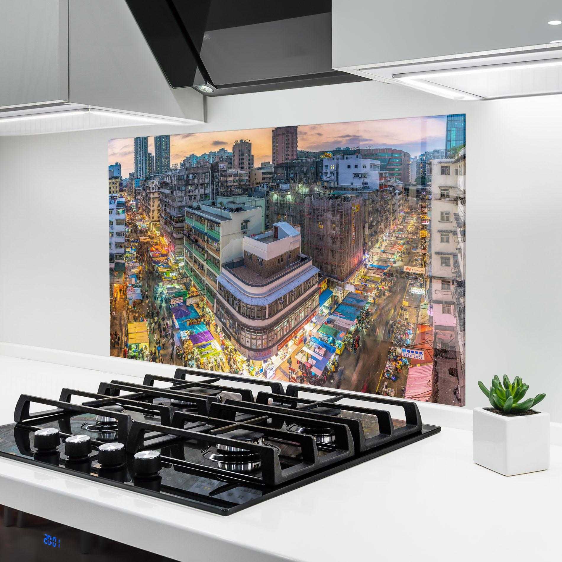 Panou Sticla Bucatarie Colorful Building mockup 6