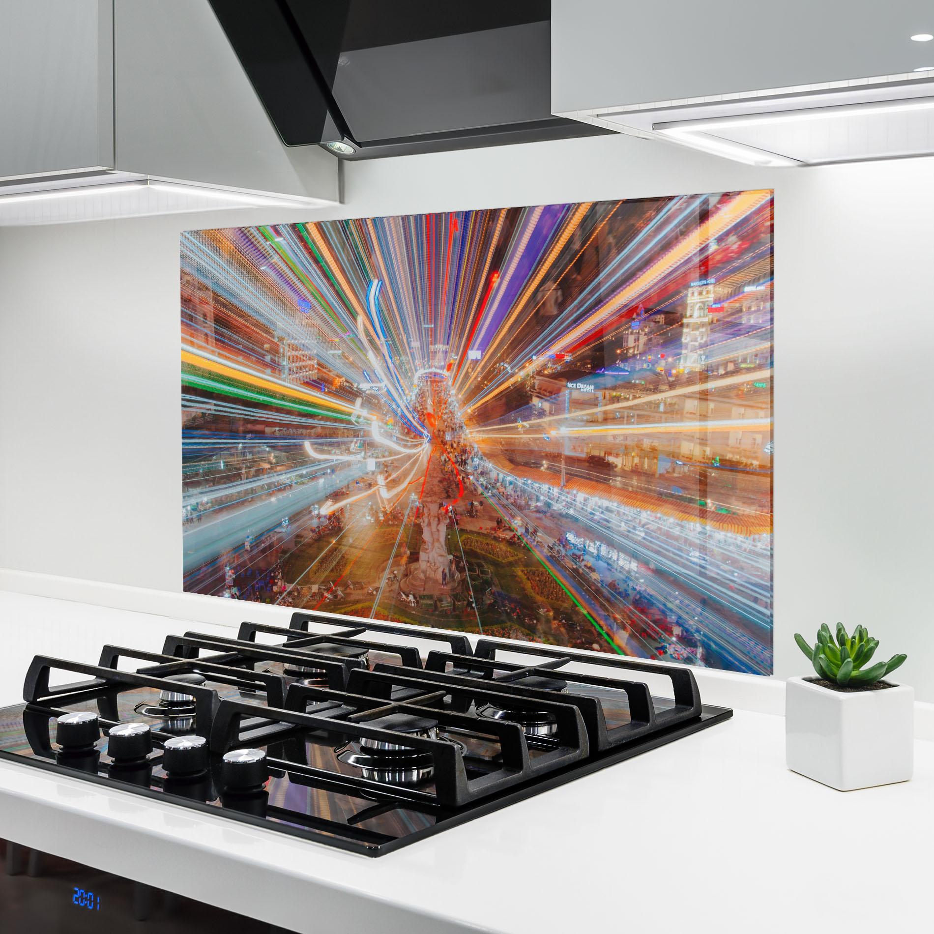 Panou Sticla Bucatarie Colorful Light City mockup 6