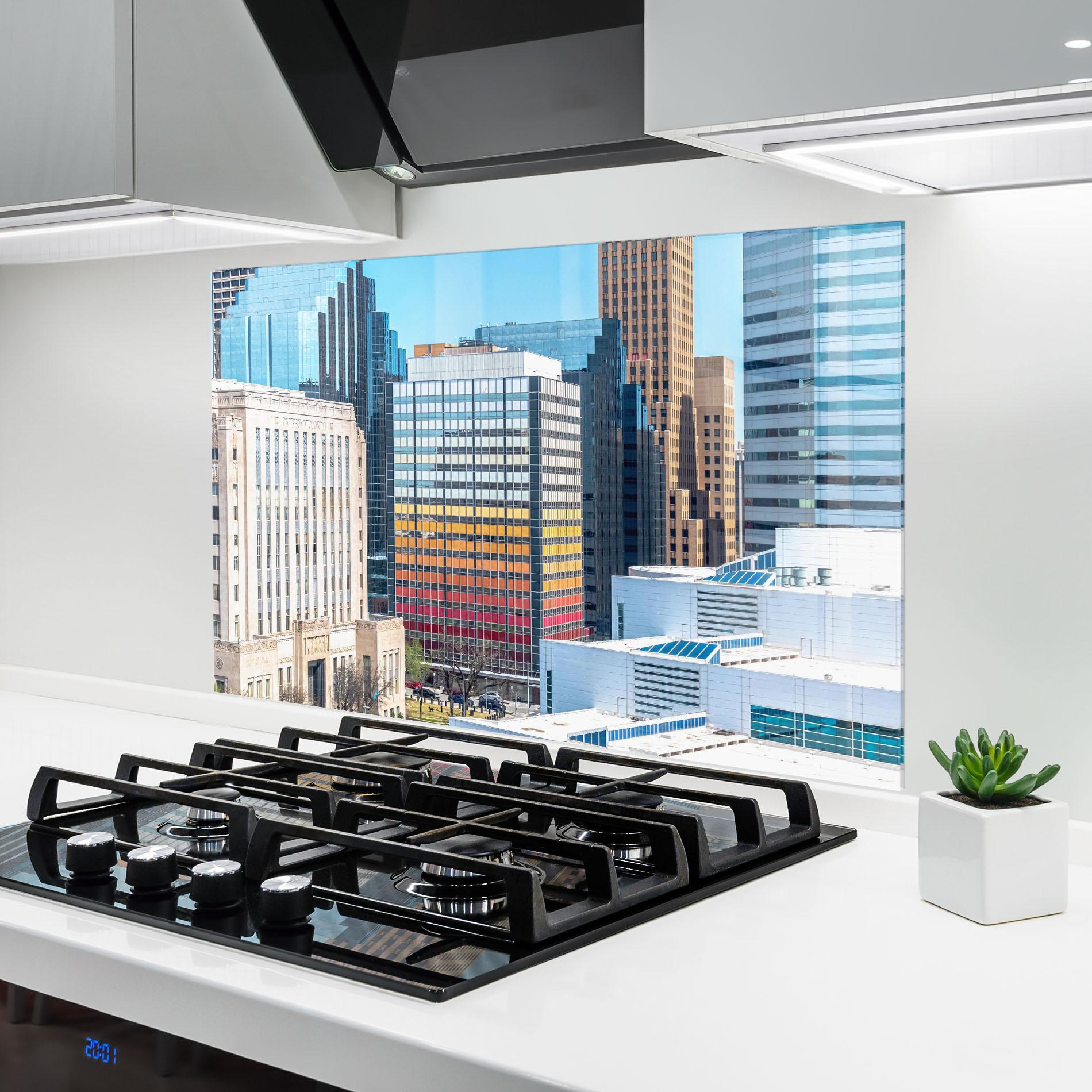 Panou Sticla Bucatarie Colorful Urban Building mockup 6