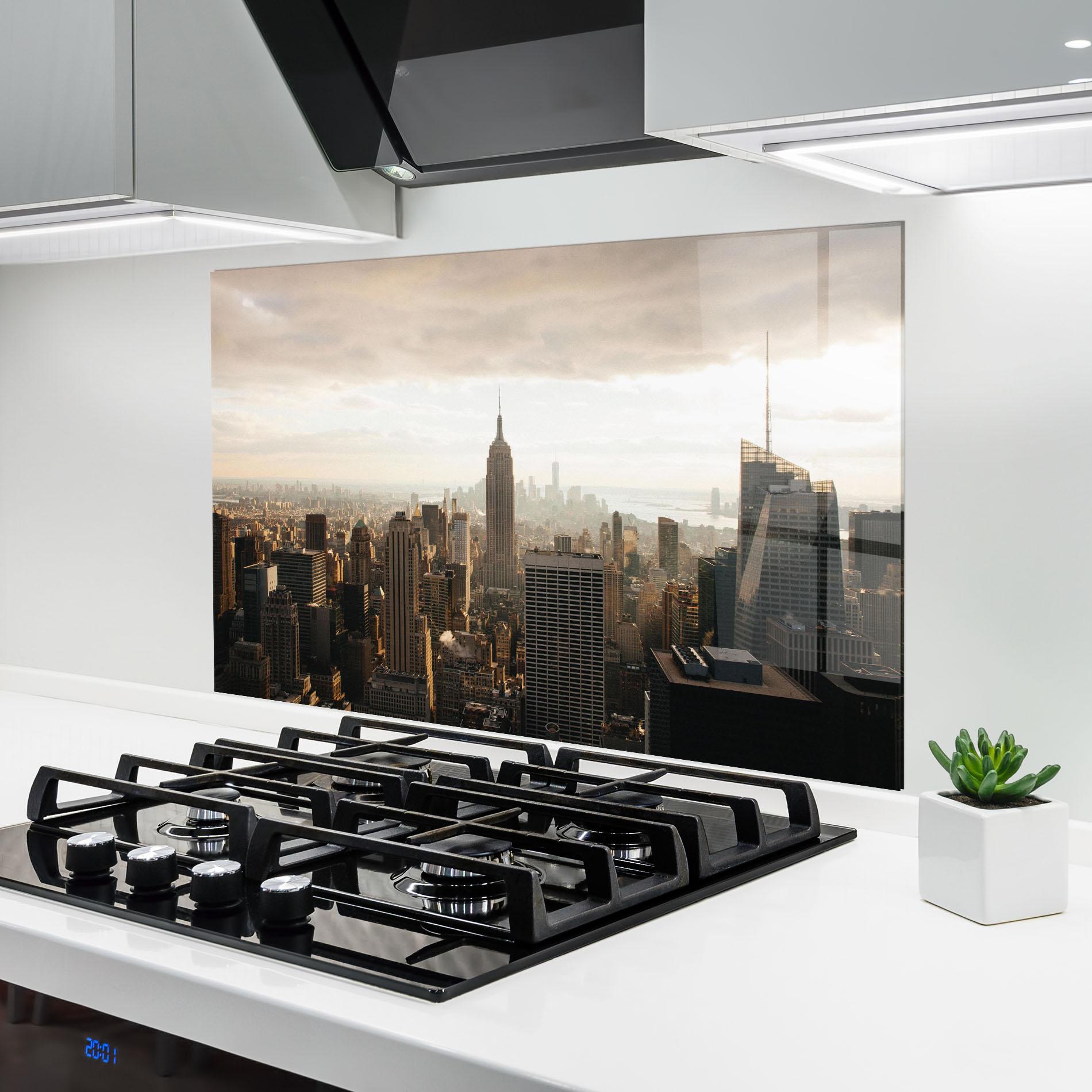 Panou Sticla Bucatarie Grey Cloud Buildings mockup 6