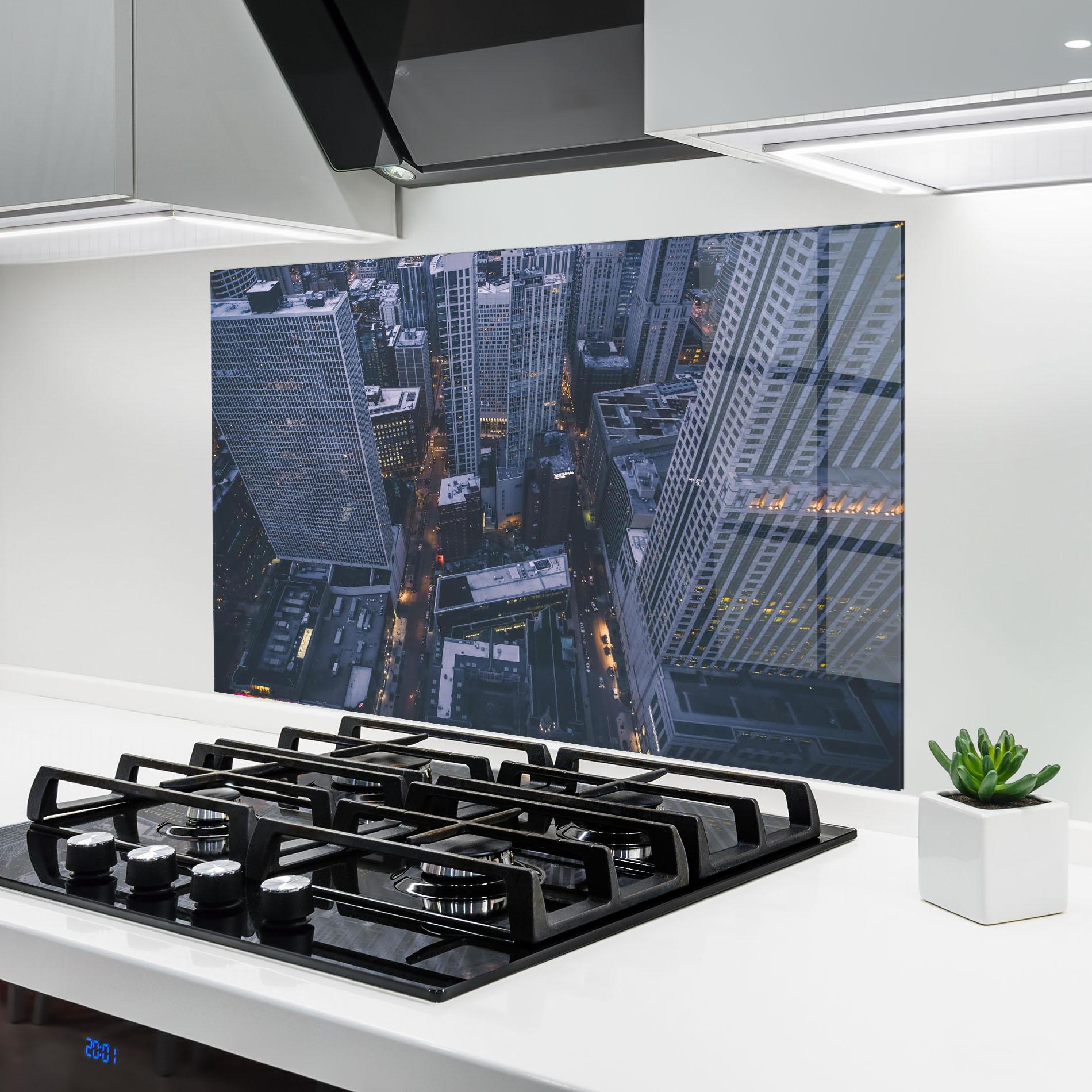 Panou Sticla Bucatarie Tall Buildings View mockup 6