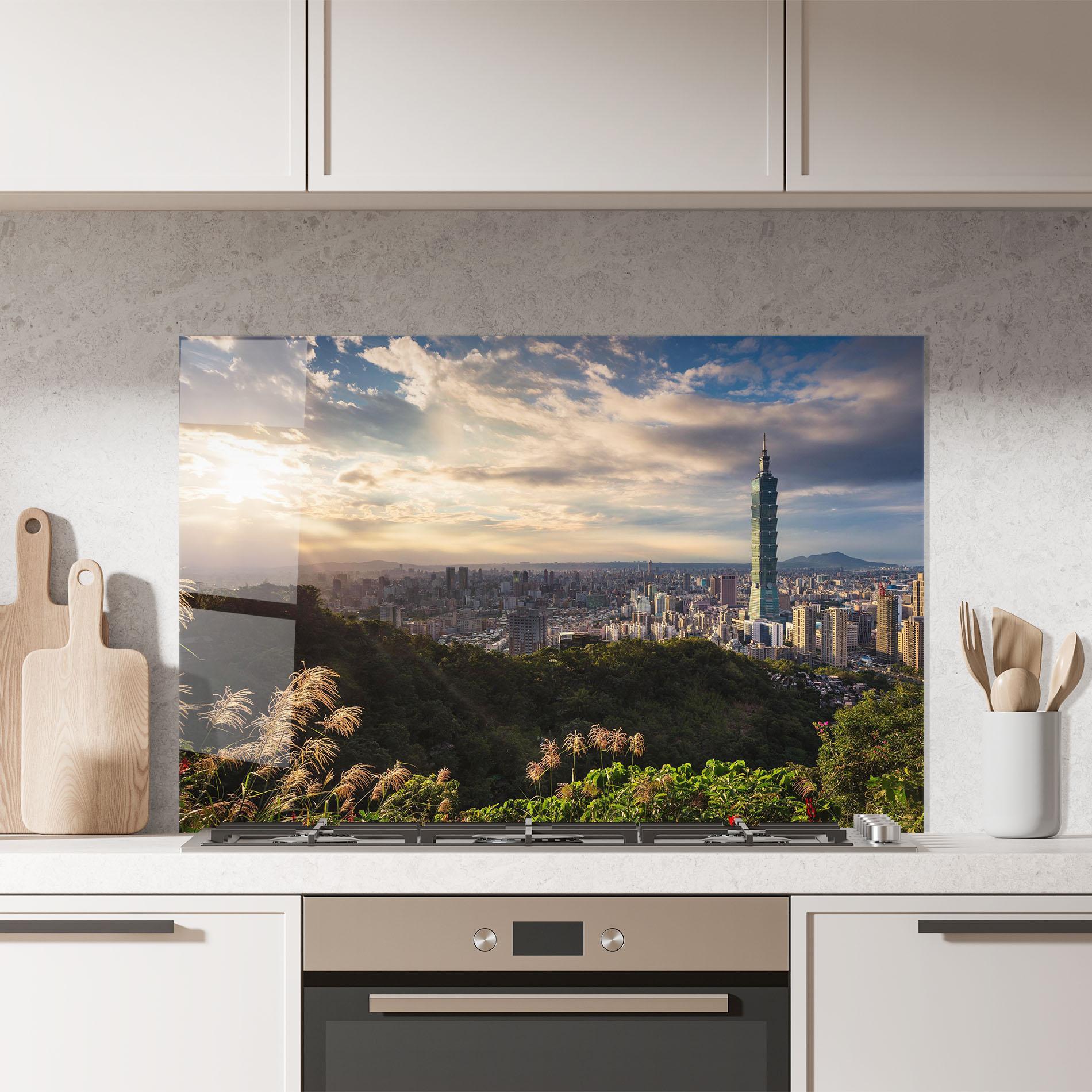 Panou Sticla Bucatarie Big Building Daylight mockup 7