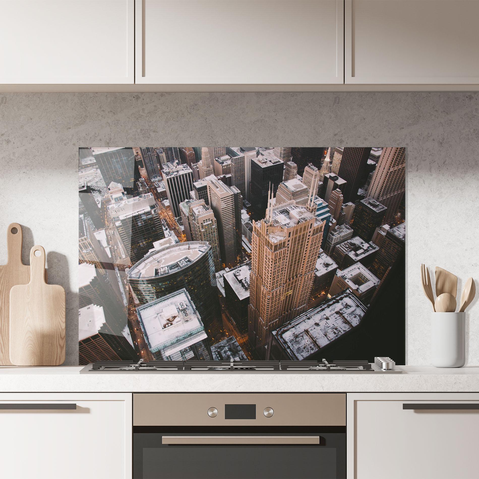 Panou Sticla Bucatarie Brown Tall Building mockup 7