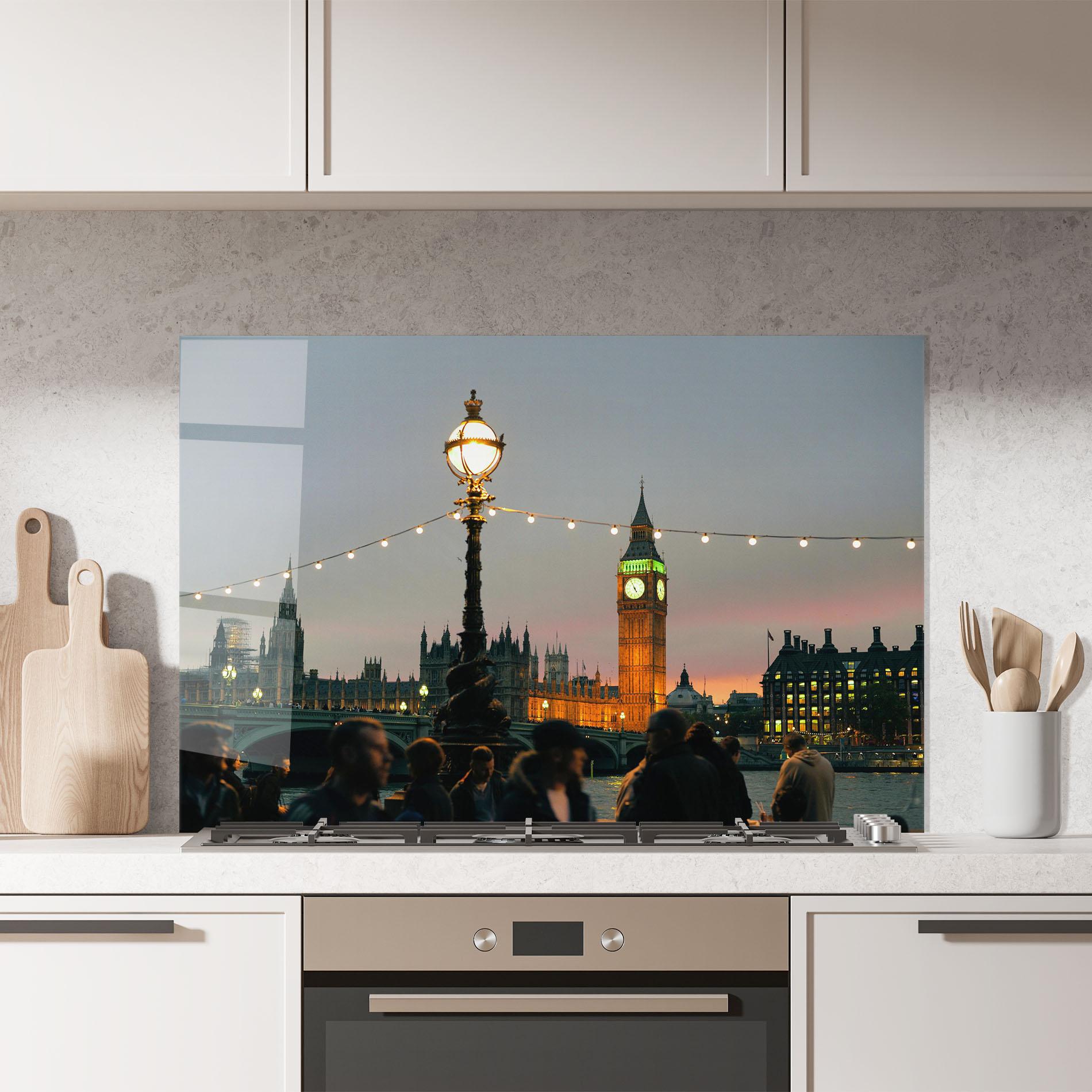 Panou Sticla Bucatarie Clock Lights mockup 7