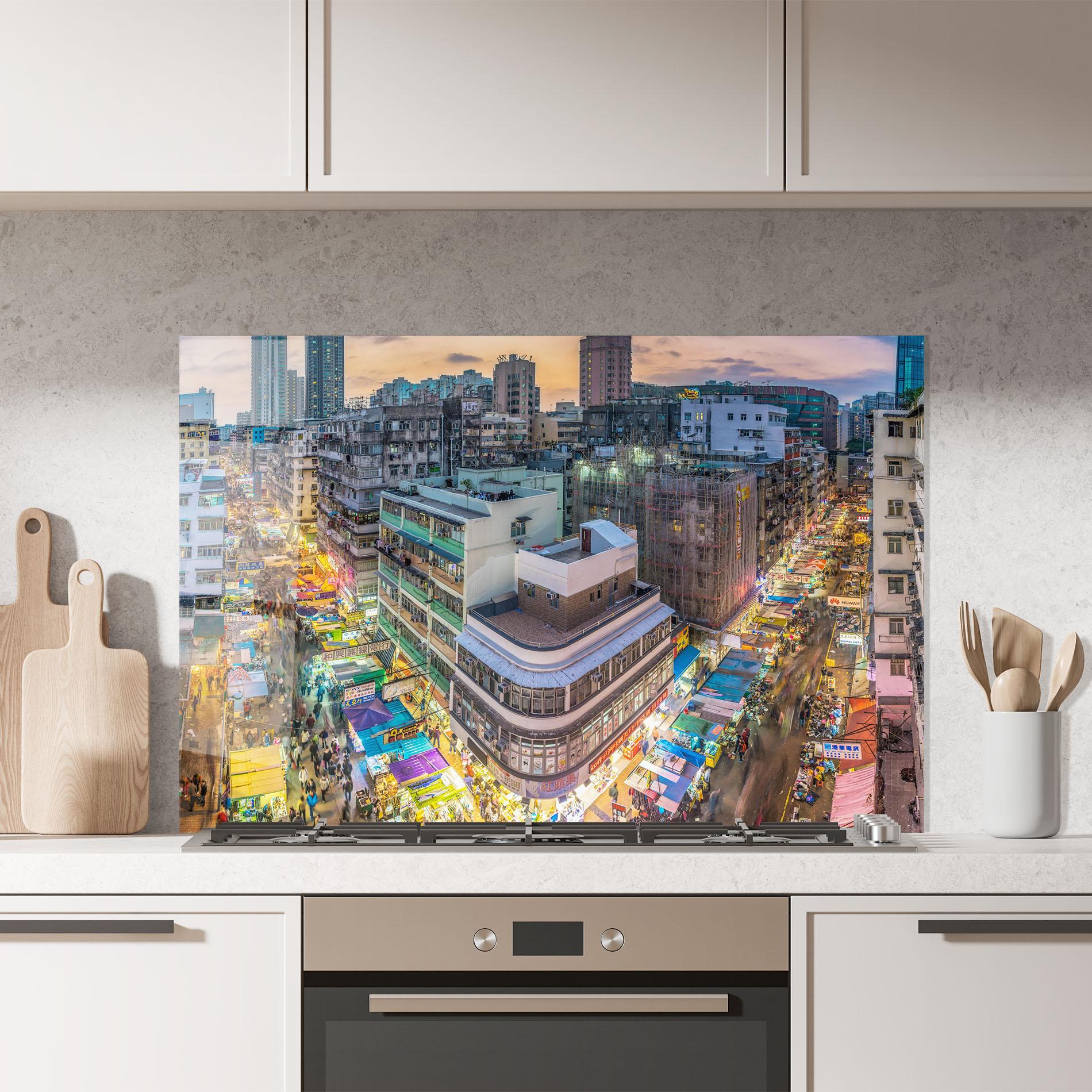 Panou Sticla Bucatarie Colorful Building mockup 7